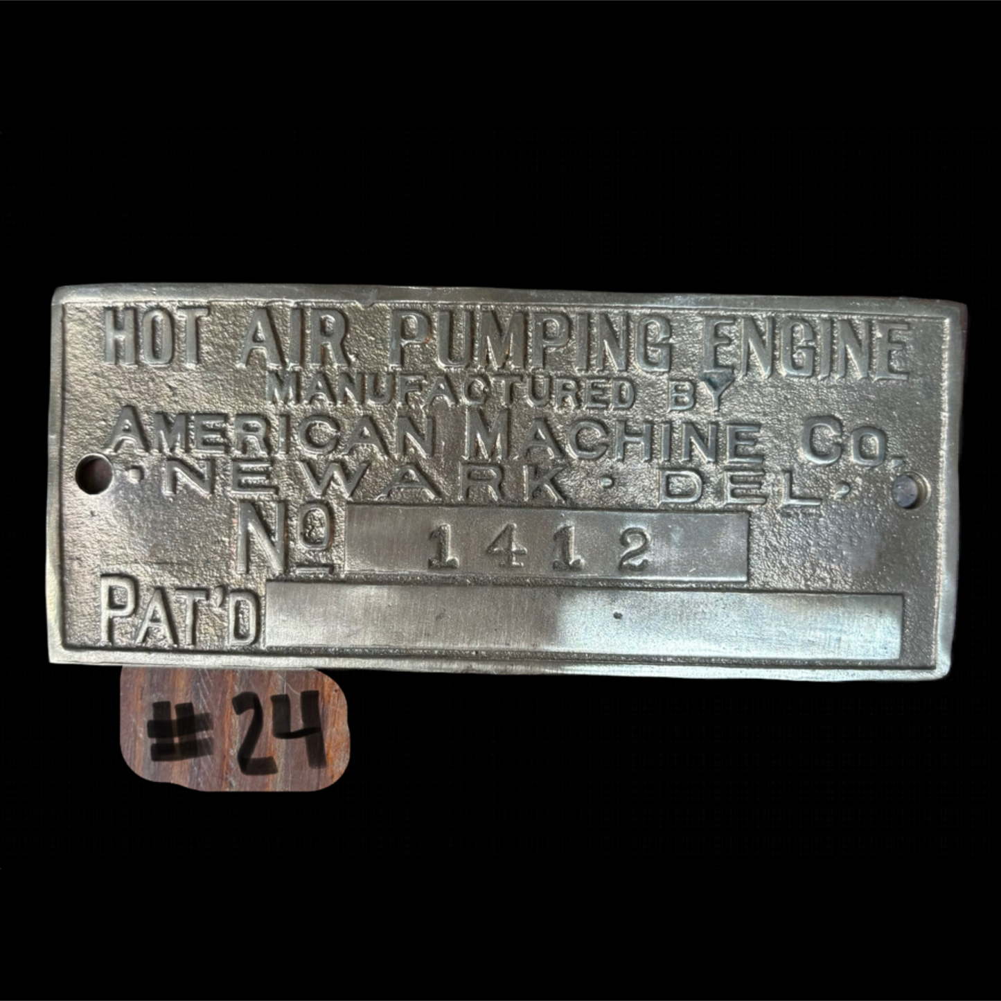 Hot Air Pumping Engine Manufactured BY American Machine CO. NUMBER 1412