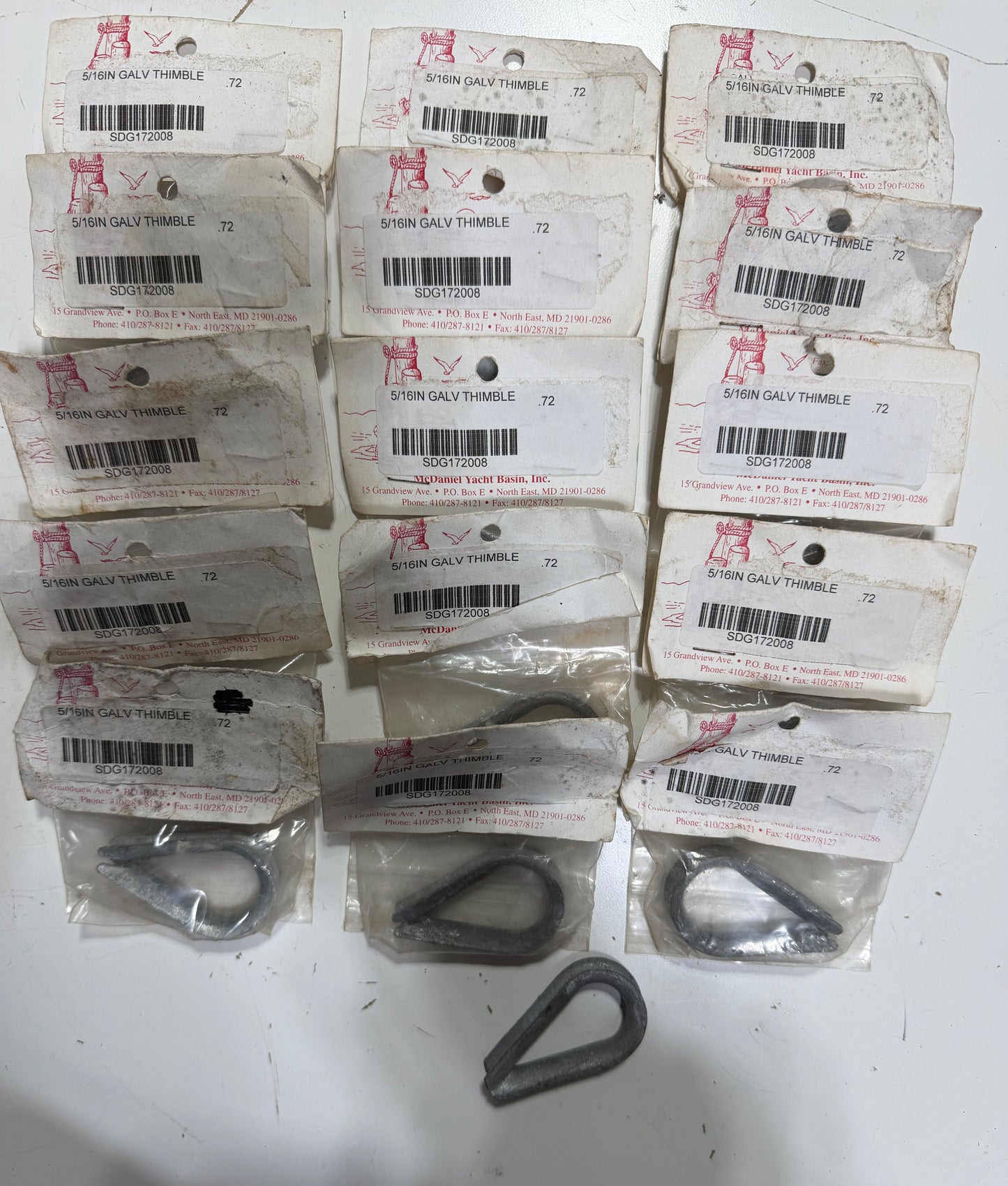 LOT OF 16 - 5/16" Galvanized Thimbles