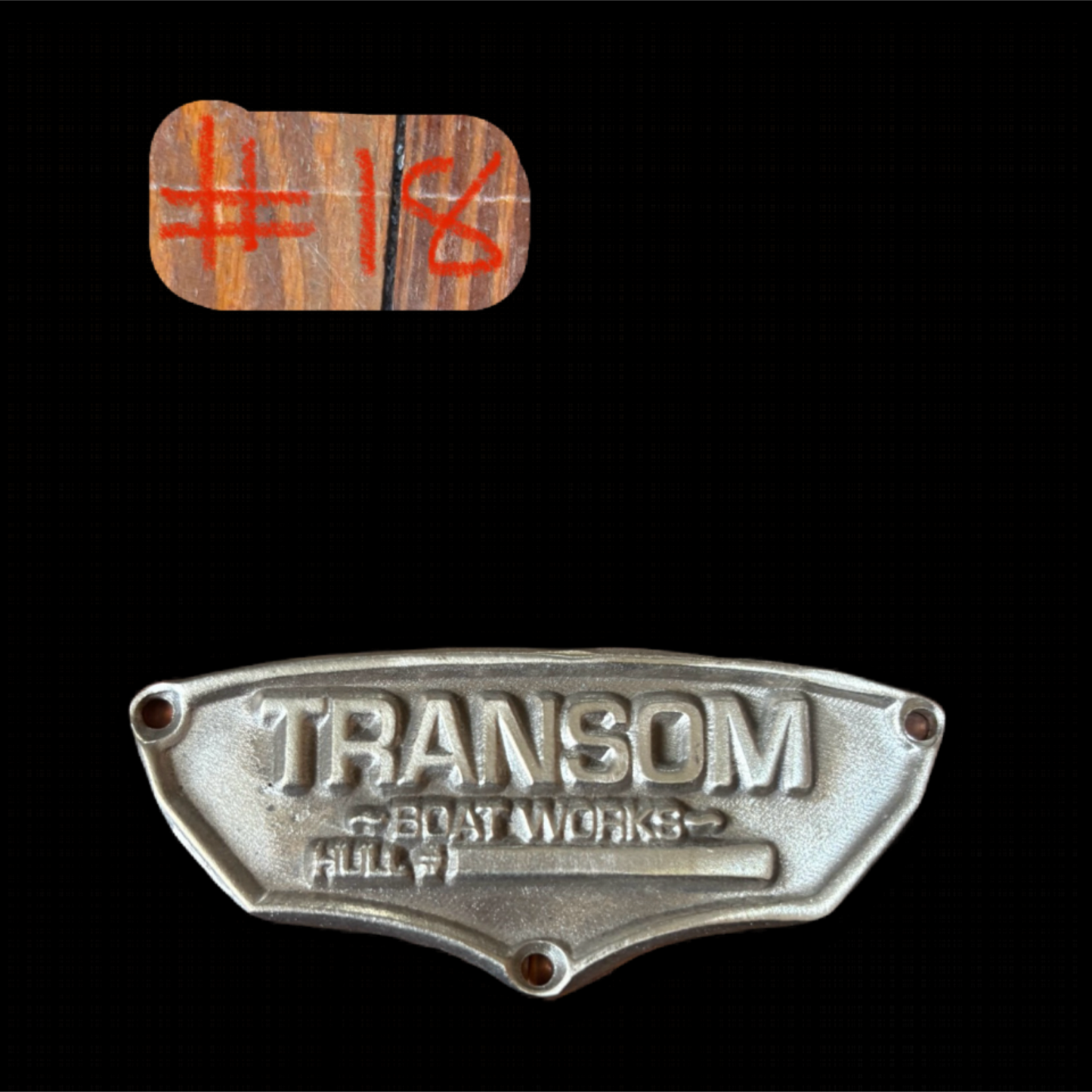 Transom Boat Works Builders Plate