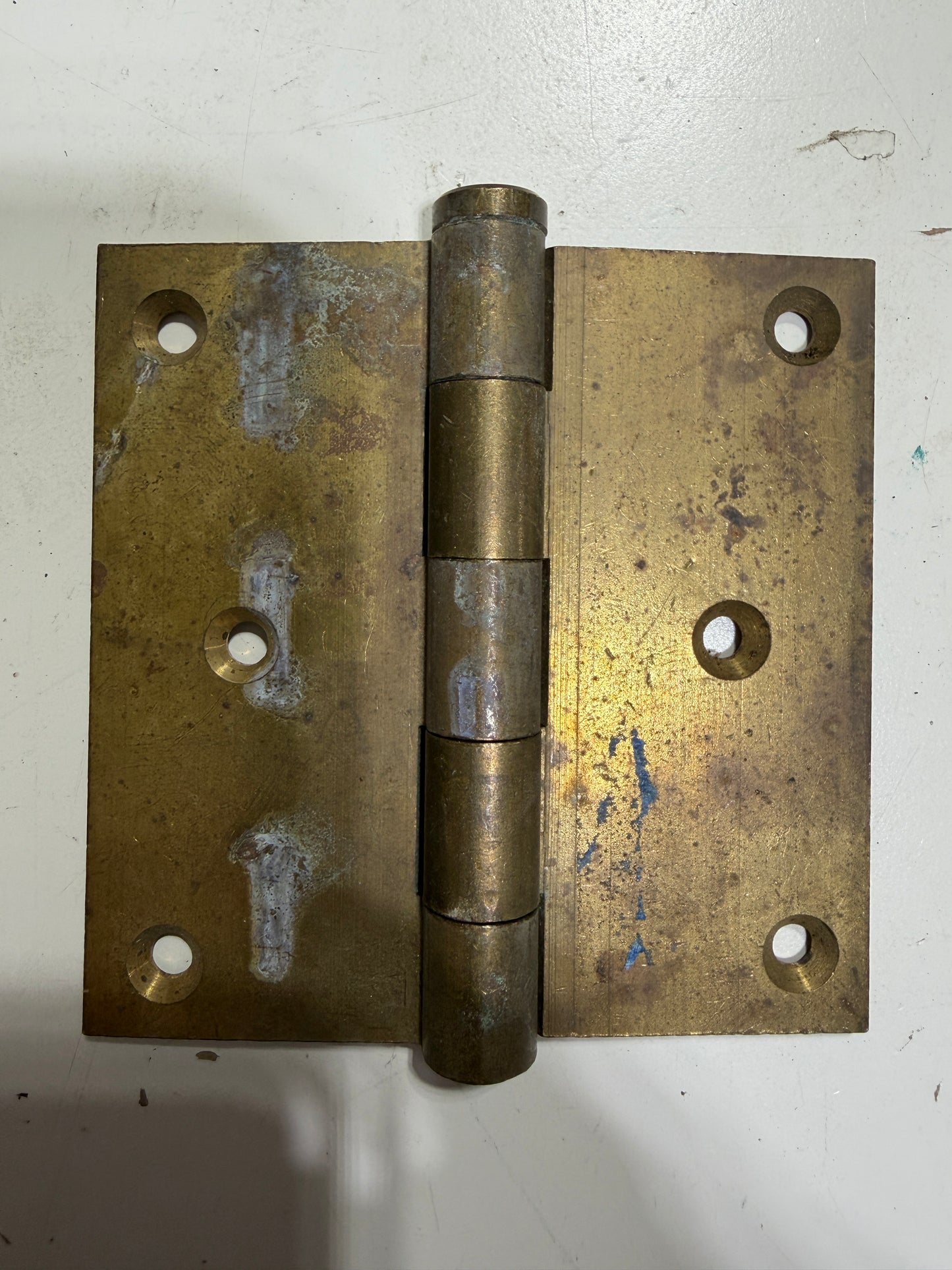 3 1/2" Long x 3 1/2" Wide Brass Hinge - NO CENTER ROD