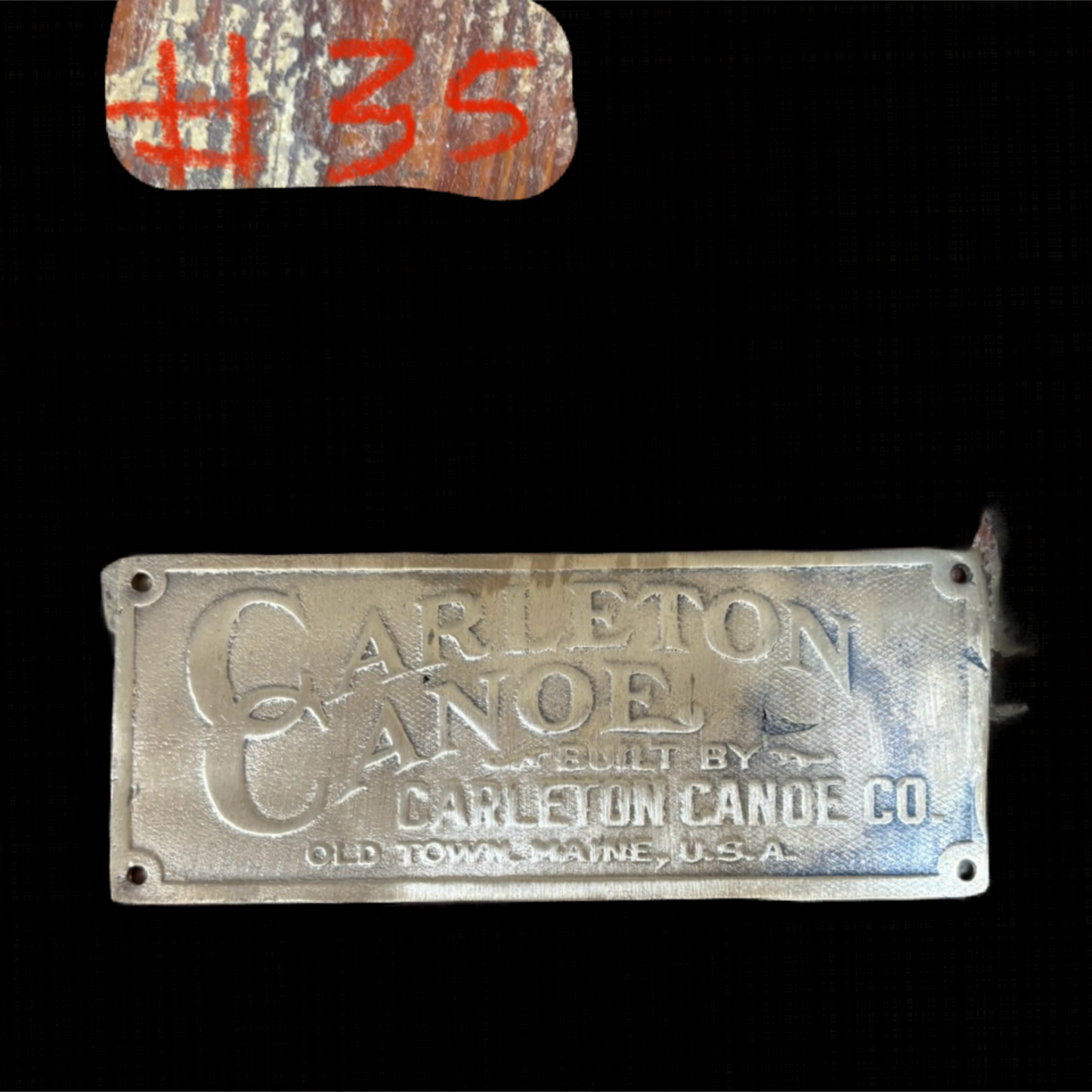 Carleton Canoe Built BY Carleton Canoe CO. Builders Plate