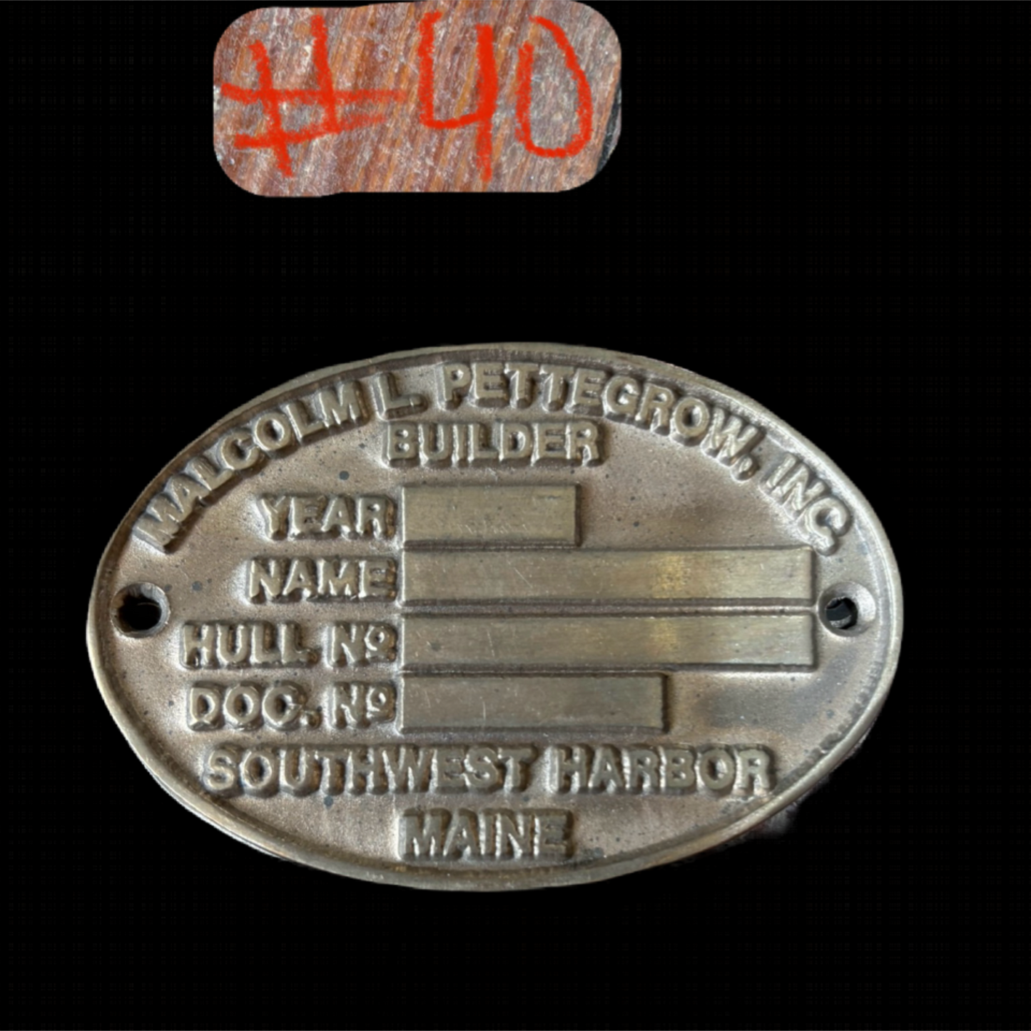 Malcolm L Pettegrow INC Builders Plate