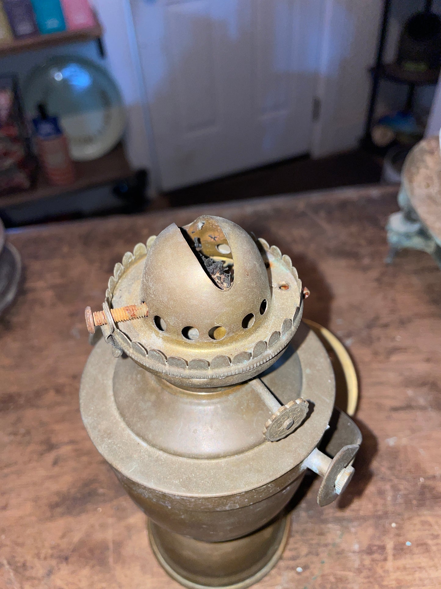 Vintage Brass Oil Lamp - No Glass