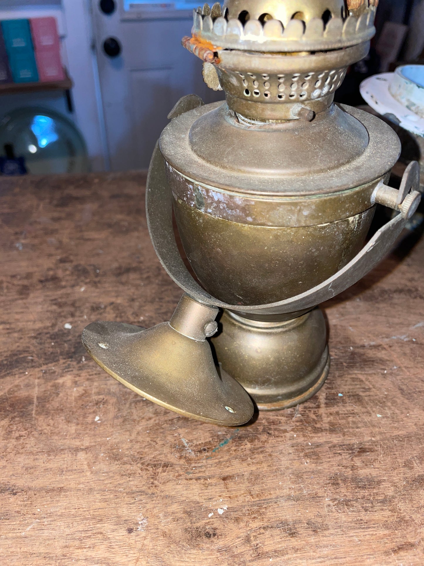 Vintage Brass Oil Lamp - No Glass