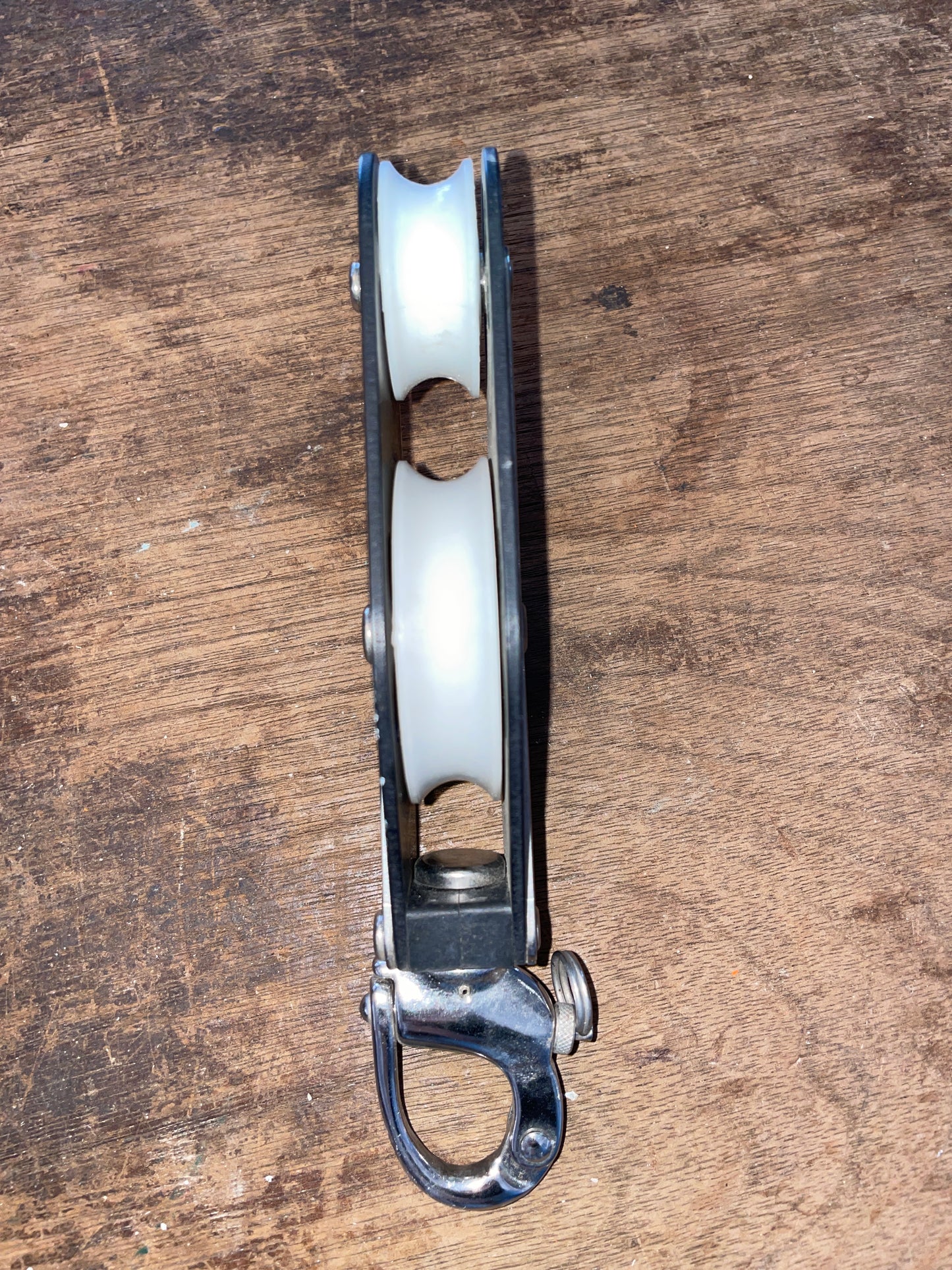 Schaefer Fiddle Block- 2 3/8” & 1 5/8” Sheaves- 7/16” Line