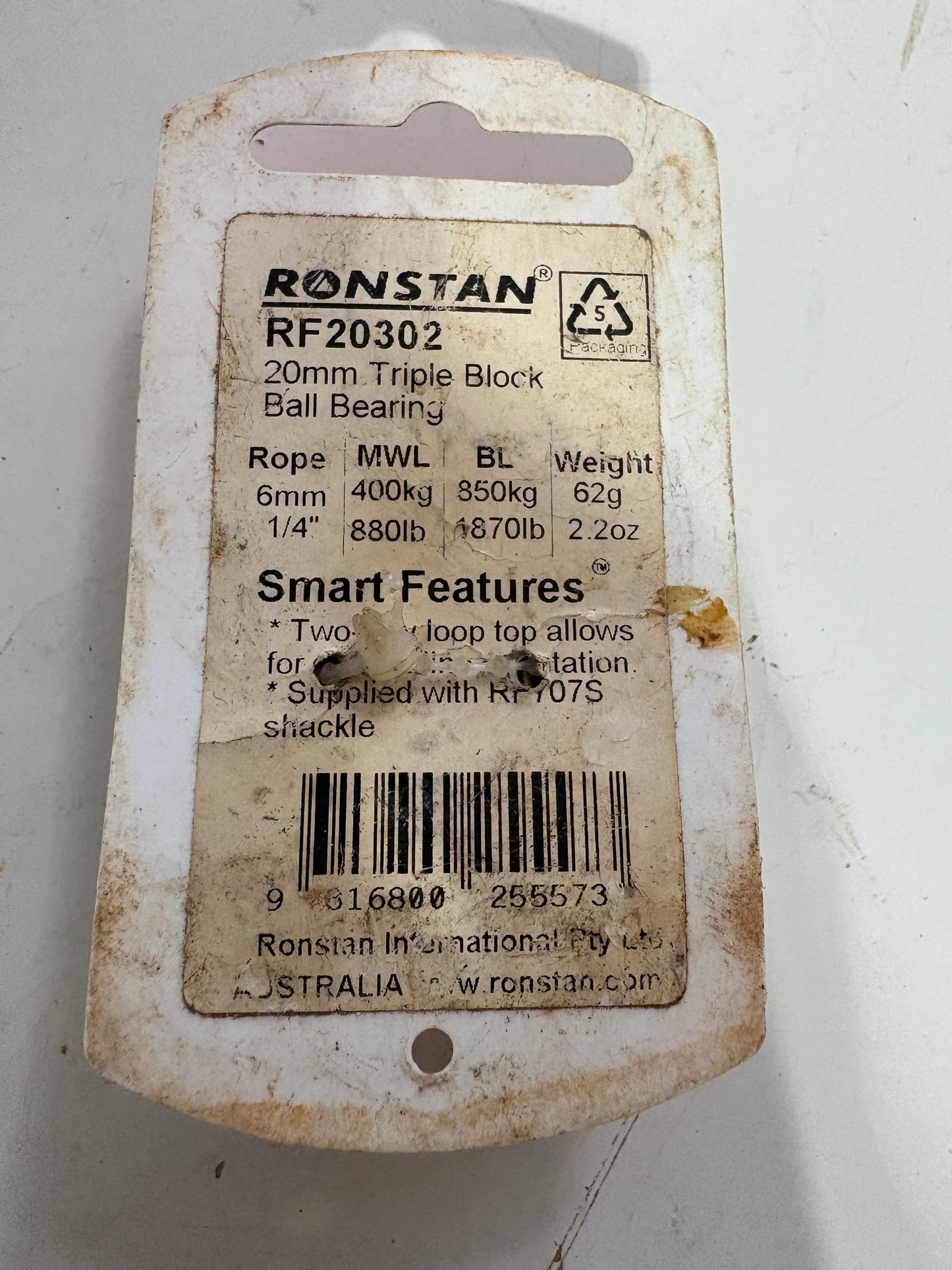 Ronstan RF 20302 20MM Triple Block Ball Bearing NEW