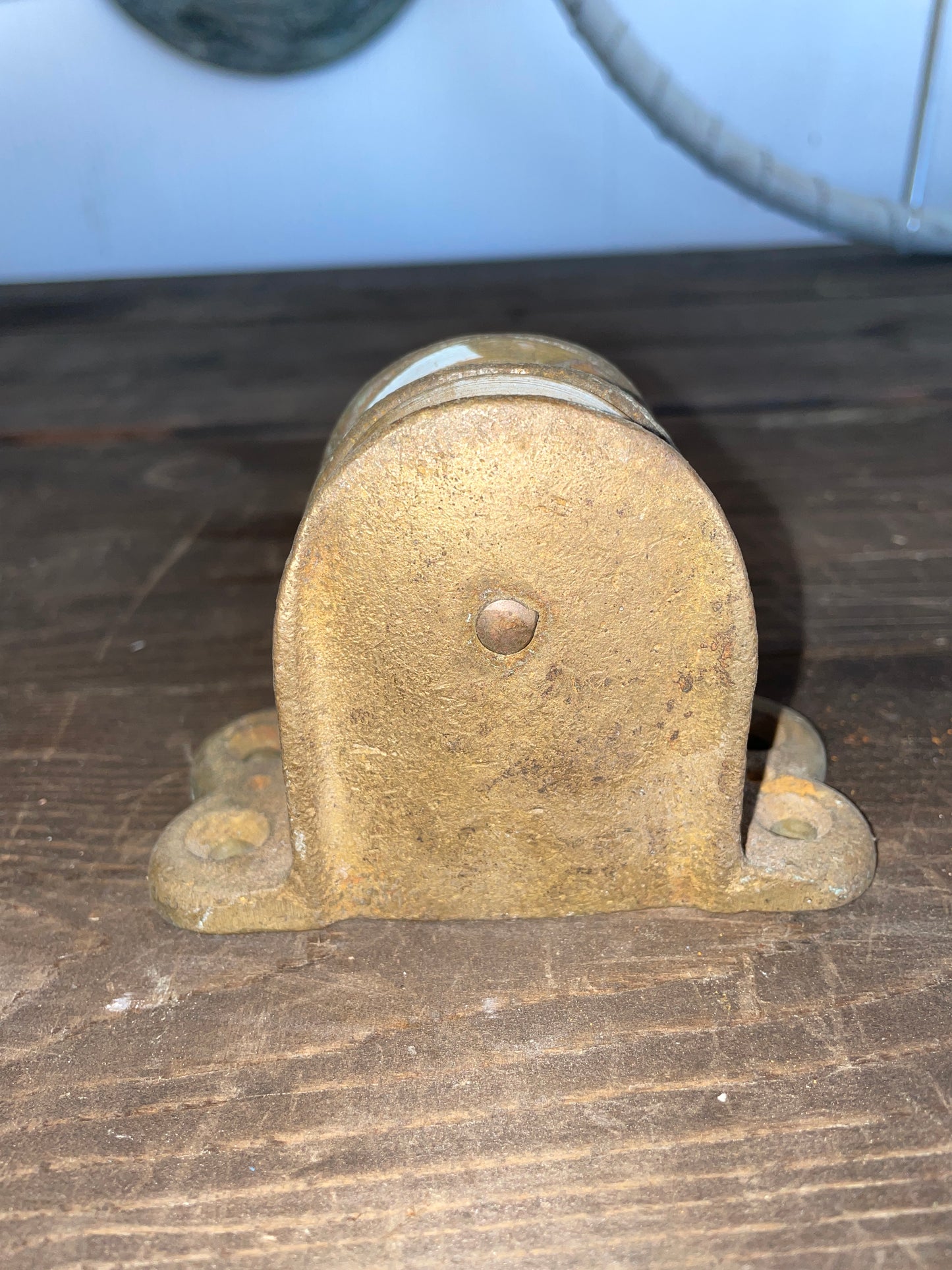 Solid Brass Double 2 1/4” Sheave Cheek Block- 1/2” Line