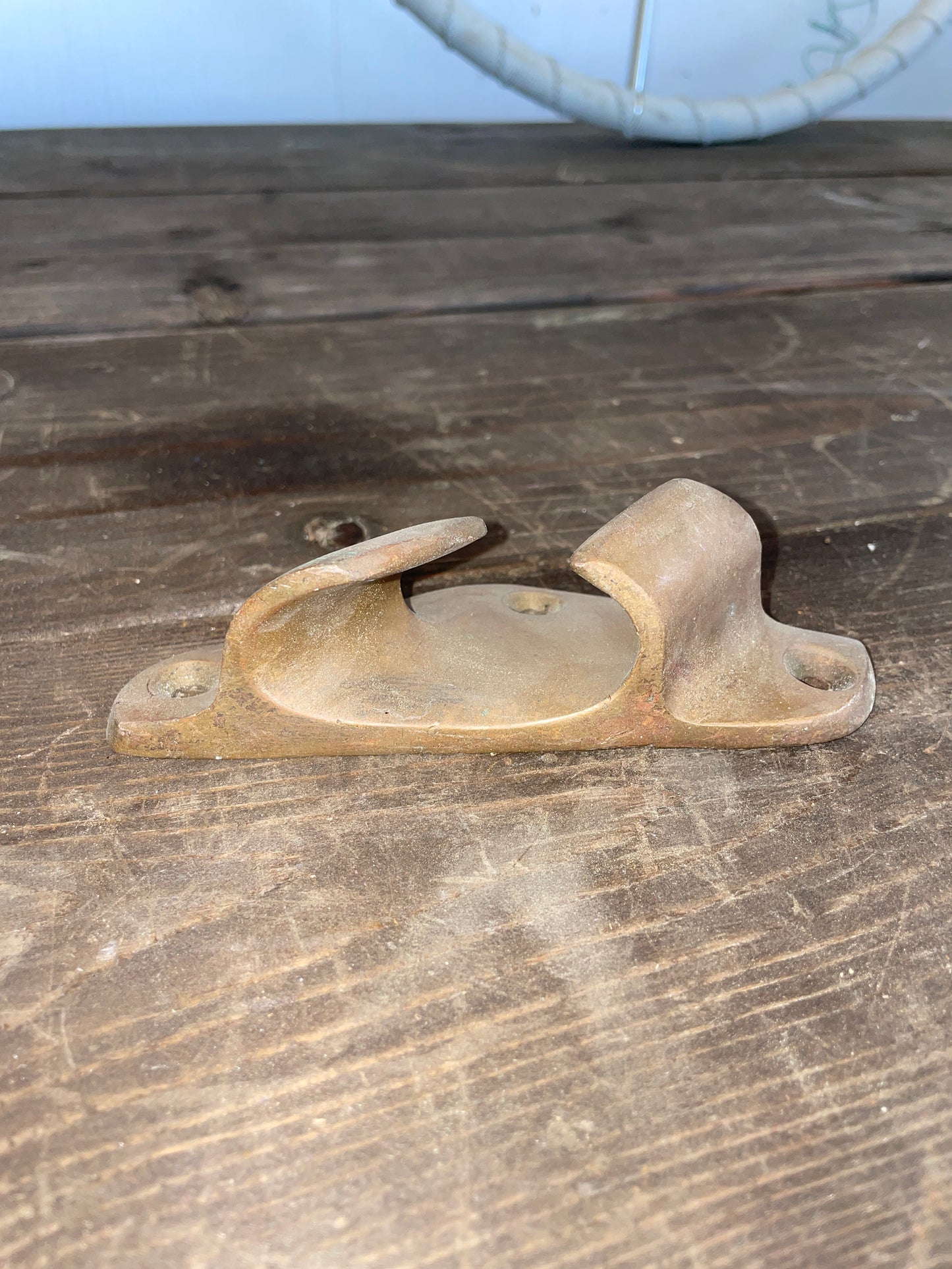 Solid Brass Vintage Chock Cleat With Unique Base 5 1/2” Long