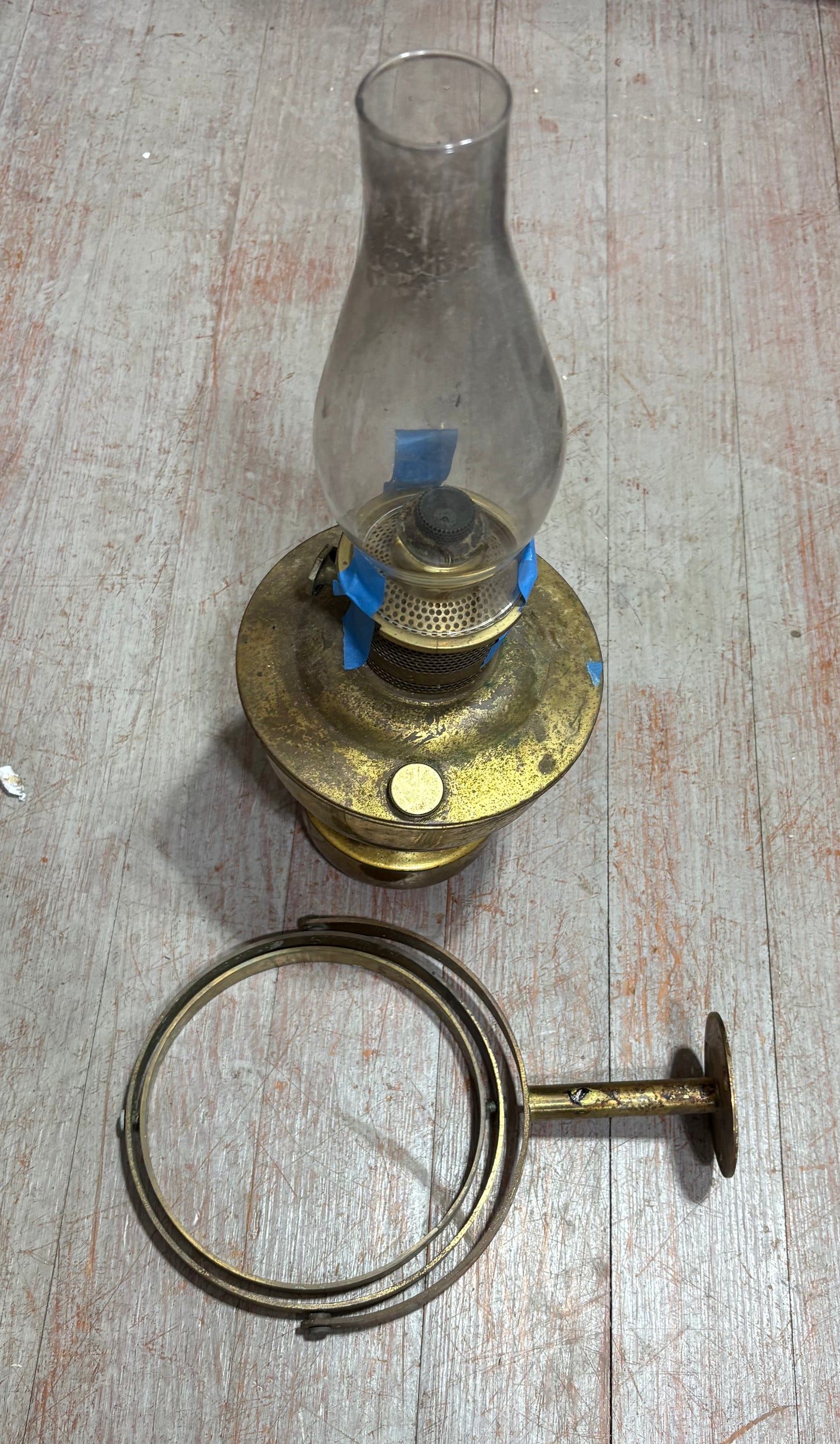 Vintage Brass Oil Lamp 16.5"