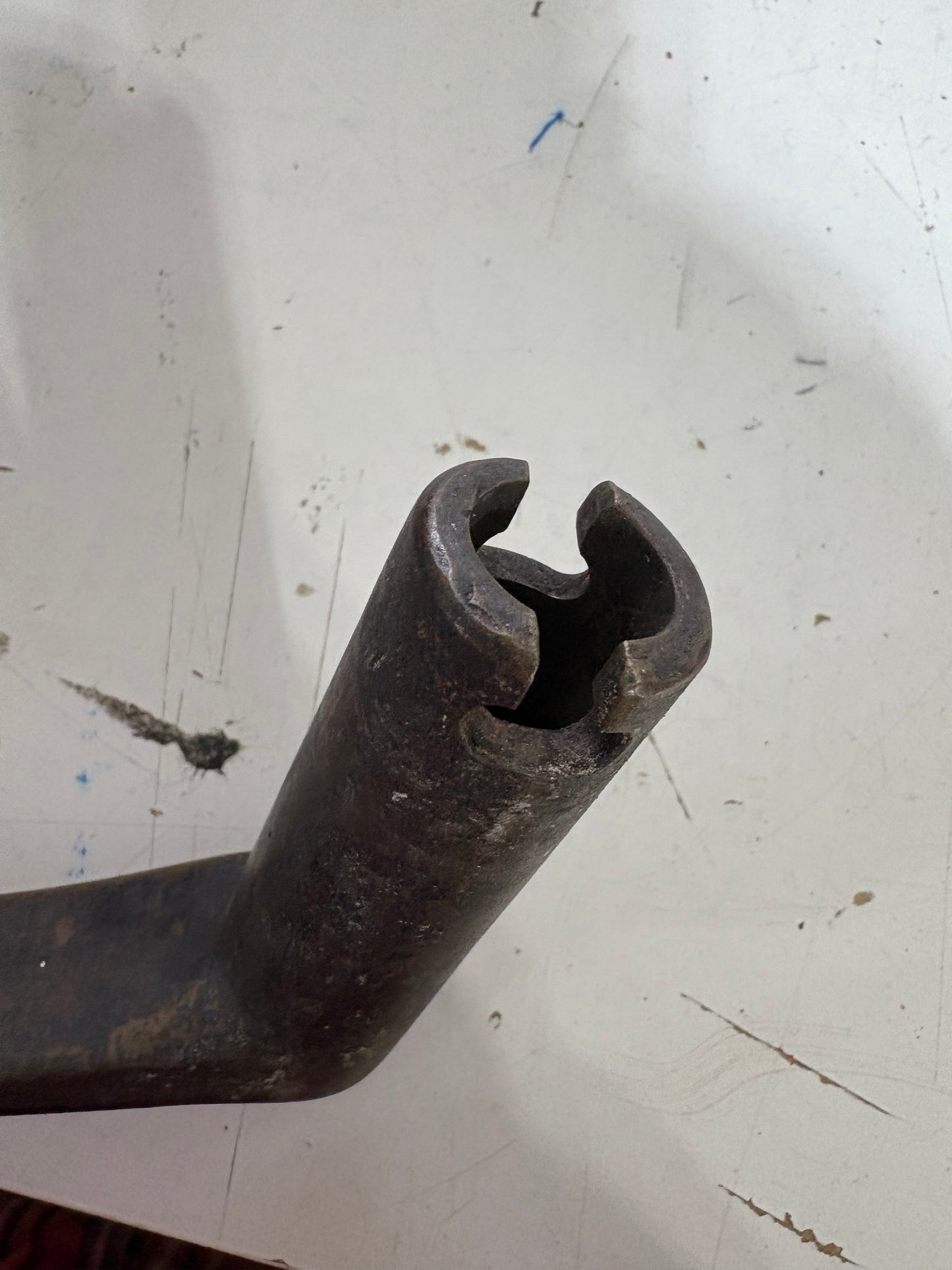 Vintage Bronze Crank Shaft with Wooden Handle