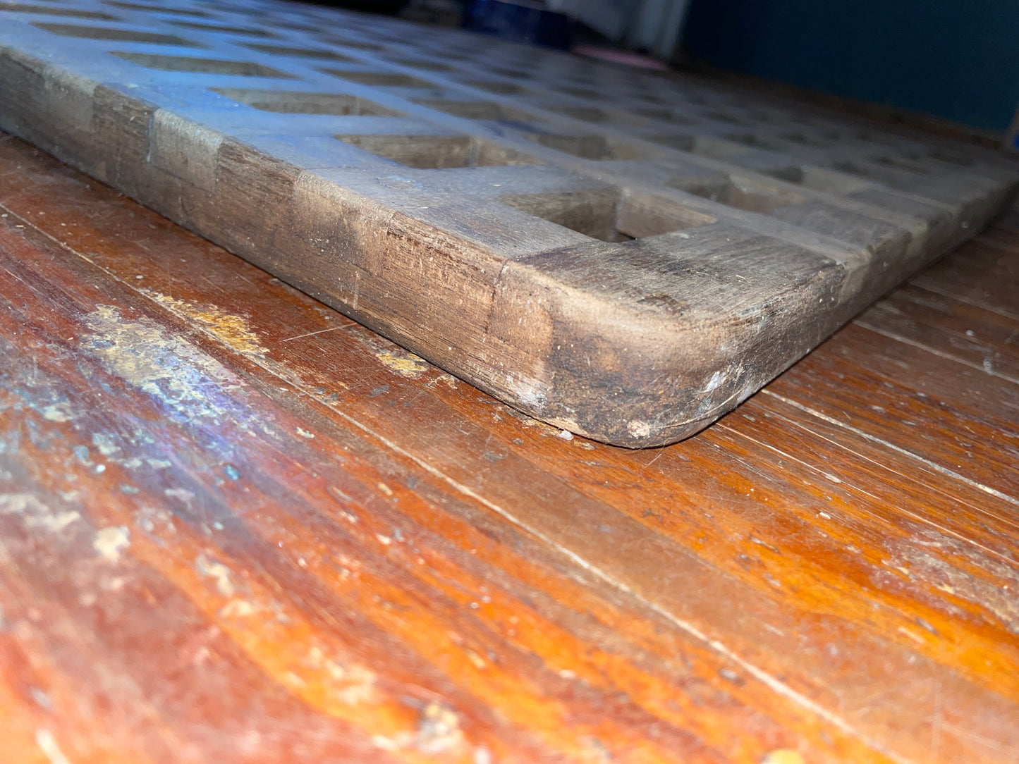 Large Teak Grated Floor Piece- 23 5/8” L x 19 5/8” W x 1” T #165
