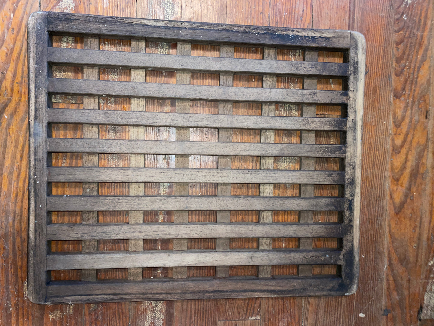 Large Teak Grated Floor Piece- 23 5/8” L x 19 5/8” W x 1” T #165