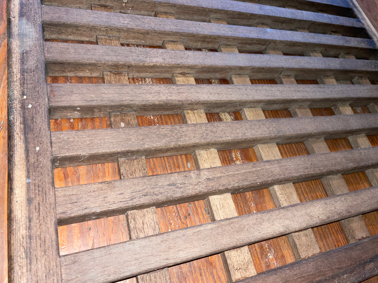 Large Teak Grated Floor Piece- 23 5/8” L x 19 5/8” W x 1” T #165