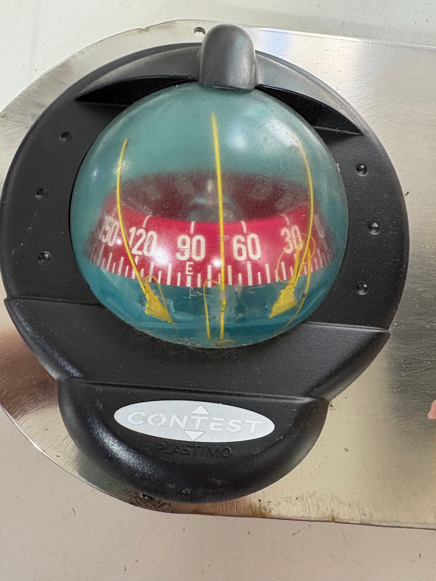 Contest Plastimo Compass on Steel Plate off Peterson 34