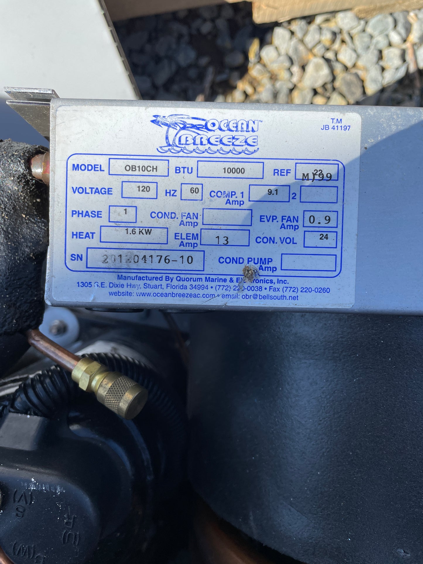 Ocean Breeze Heating/AC 10000BTU Model OB10CH