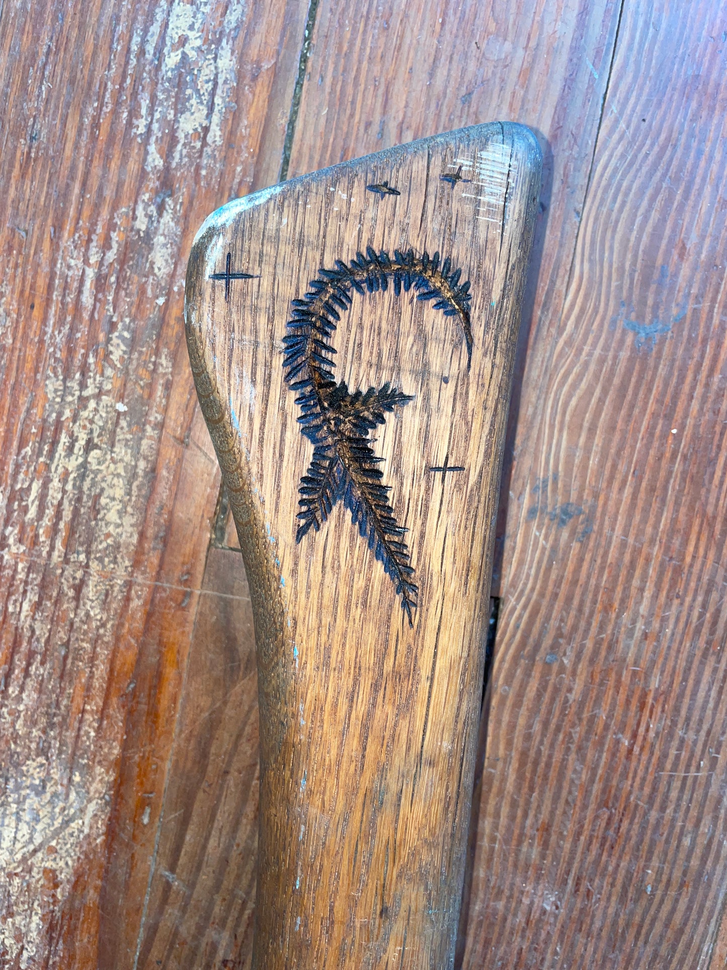 Curved Teak Tiller Handle (Hand Etched Handle)- 52” Tall