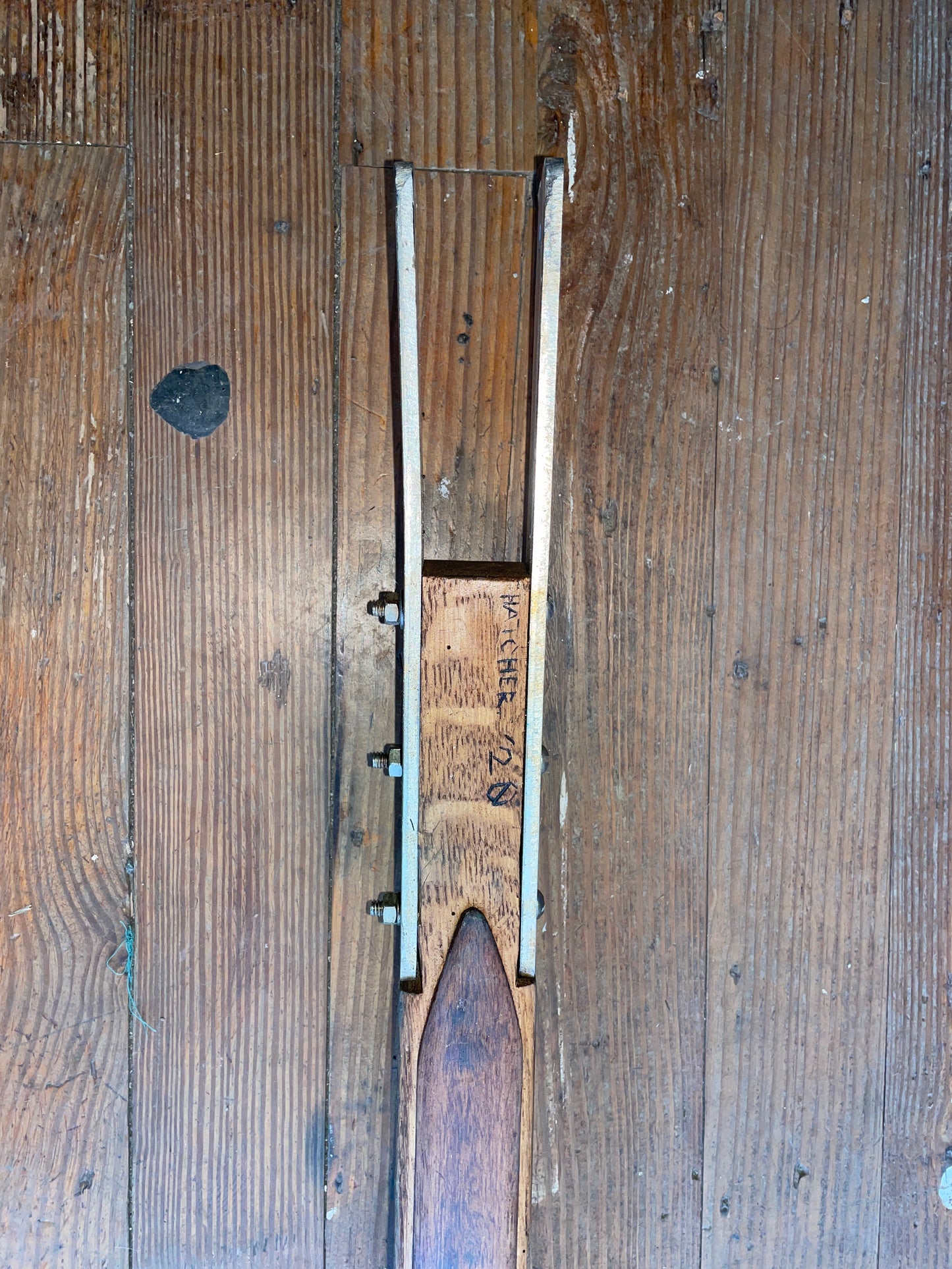 Curved Teak Tiller Handle (Hand Etched Handle)- 52” Tall