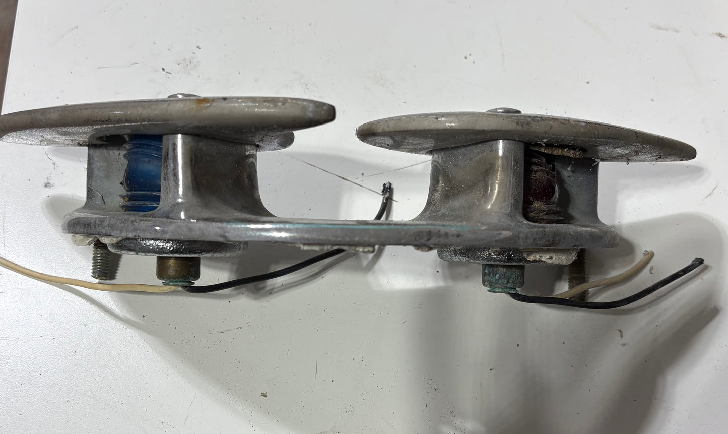 Chromed Bronze Bertram 28 Bow Chock/ Navigation Lights