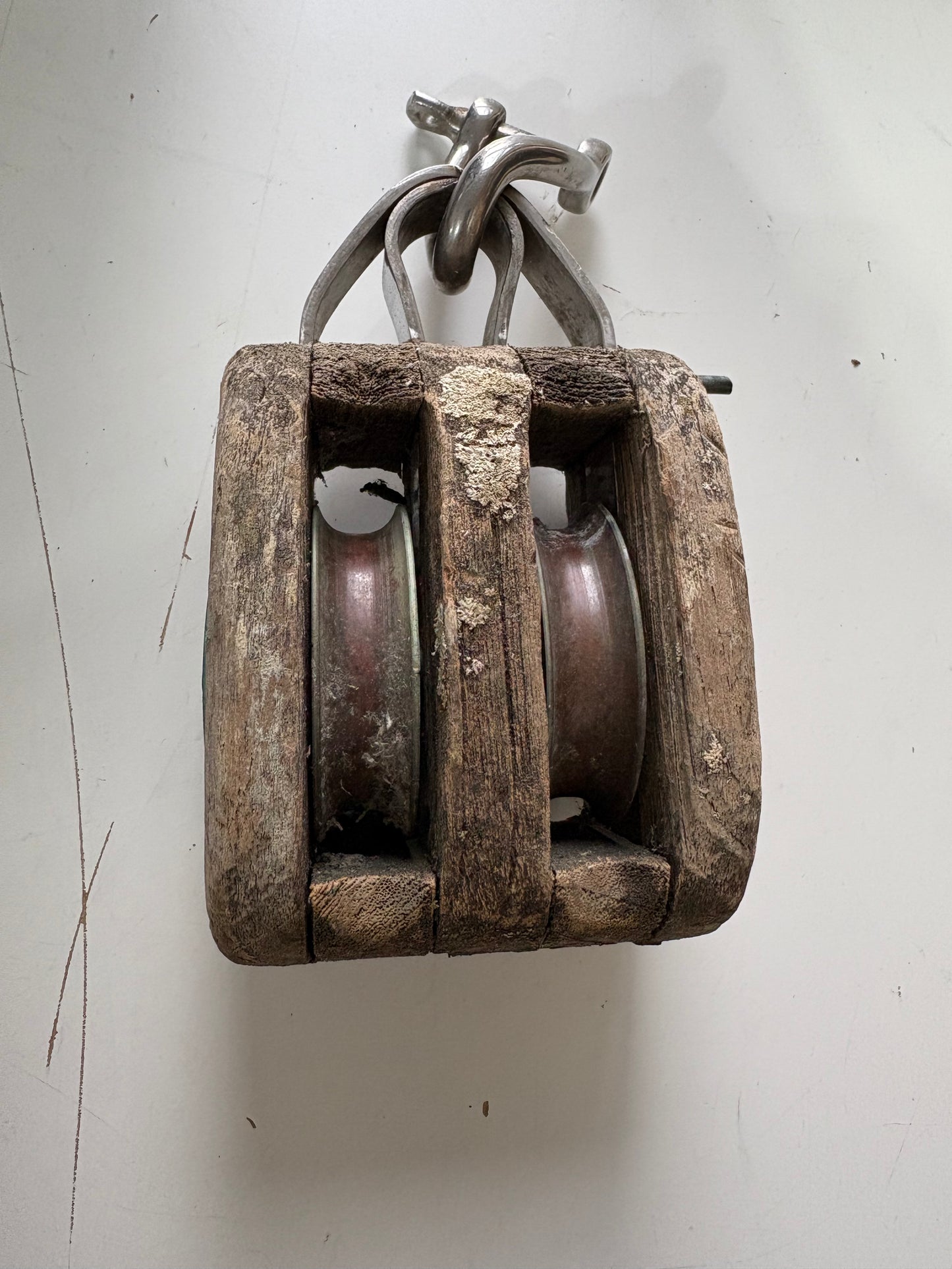 Wooden Double Block 2 3/8" Sheave 1/2 line