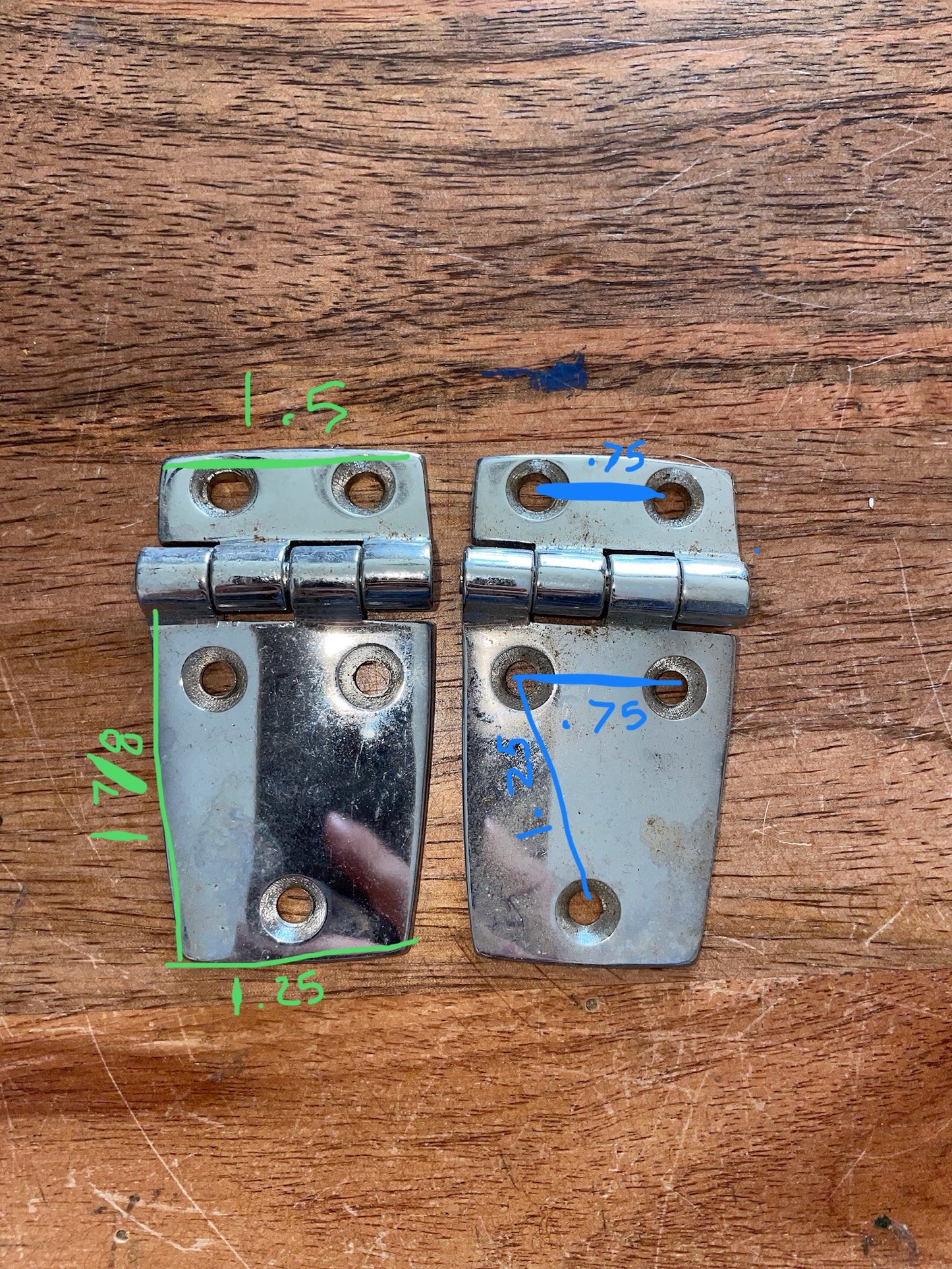 PAIR Perko Chromed Bronze 951-2 Hinges