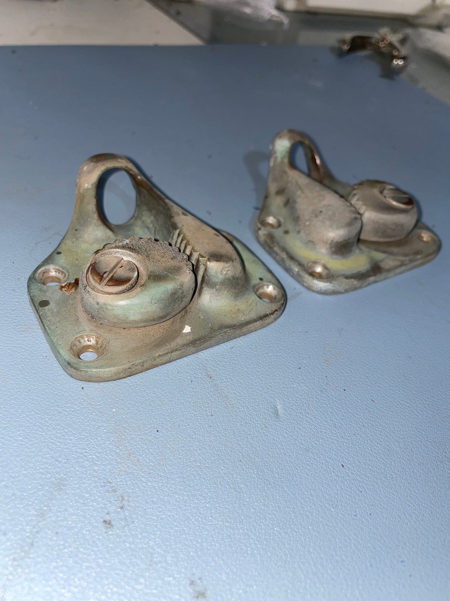 PAIR Vintage Bronze Single Cam Cleat & Fairlead - Rhodes 19