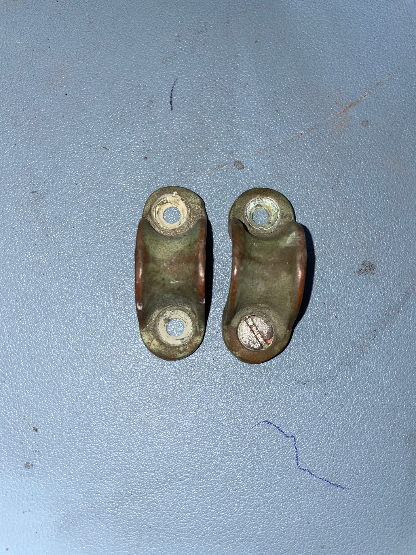2 Vintage Bronze Fairleads - 7/16" Width