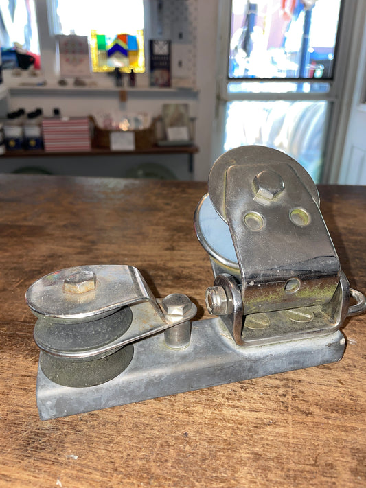 Pair Stainless Sheet Block With Double Block Track Car- 1” Track Size; 7/16” Line