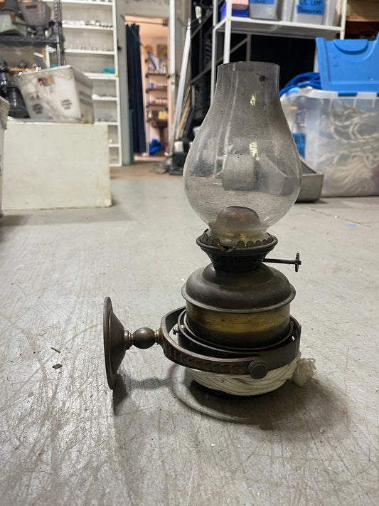 Vintage 10" Oil Lamp With Gimbal - Bulbed Glass