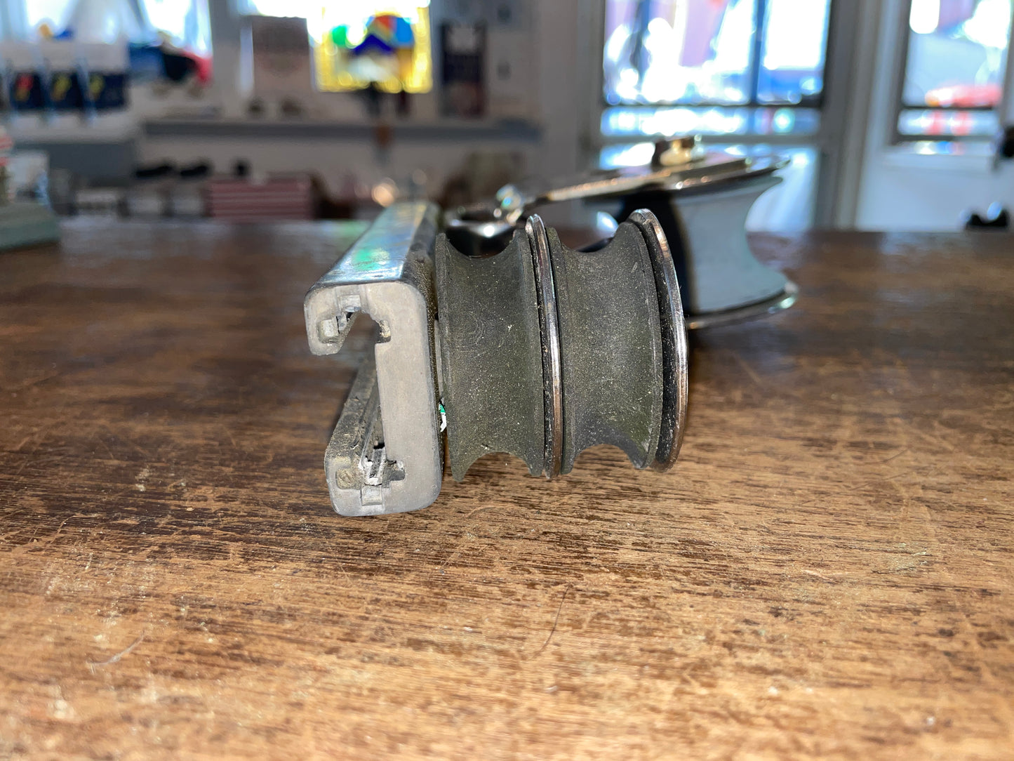 Pair Stainless Sheet Block With Double Block Track Car- 1” Track Size; 7/16” Line