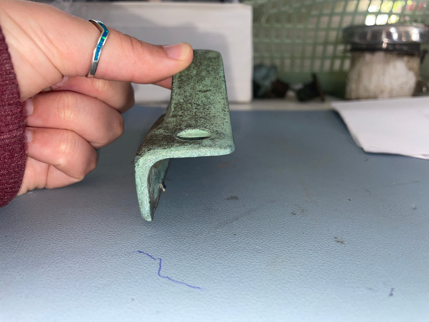 Vintage Bronze Rail Mount Chock Cleat - 5 3/4" Long