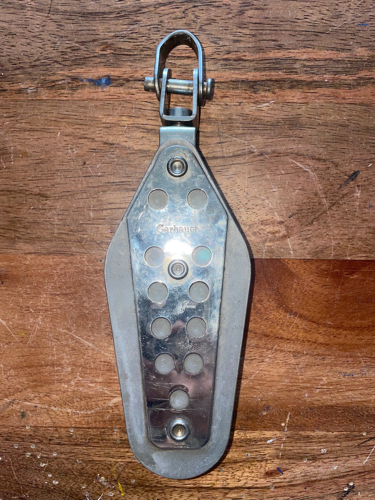 Garhauer Swivel Fiddle Block With Shackle - 2 1/4” & 1 3/4” Sheaves - 3/8” Line