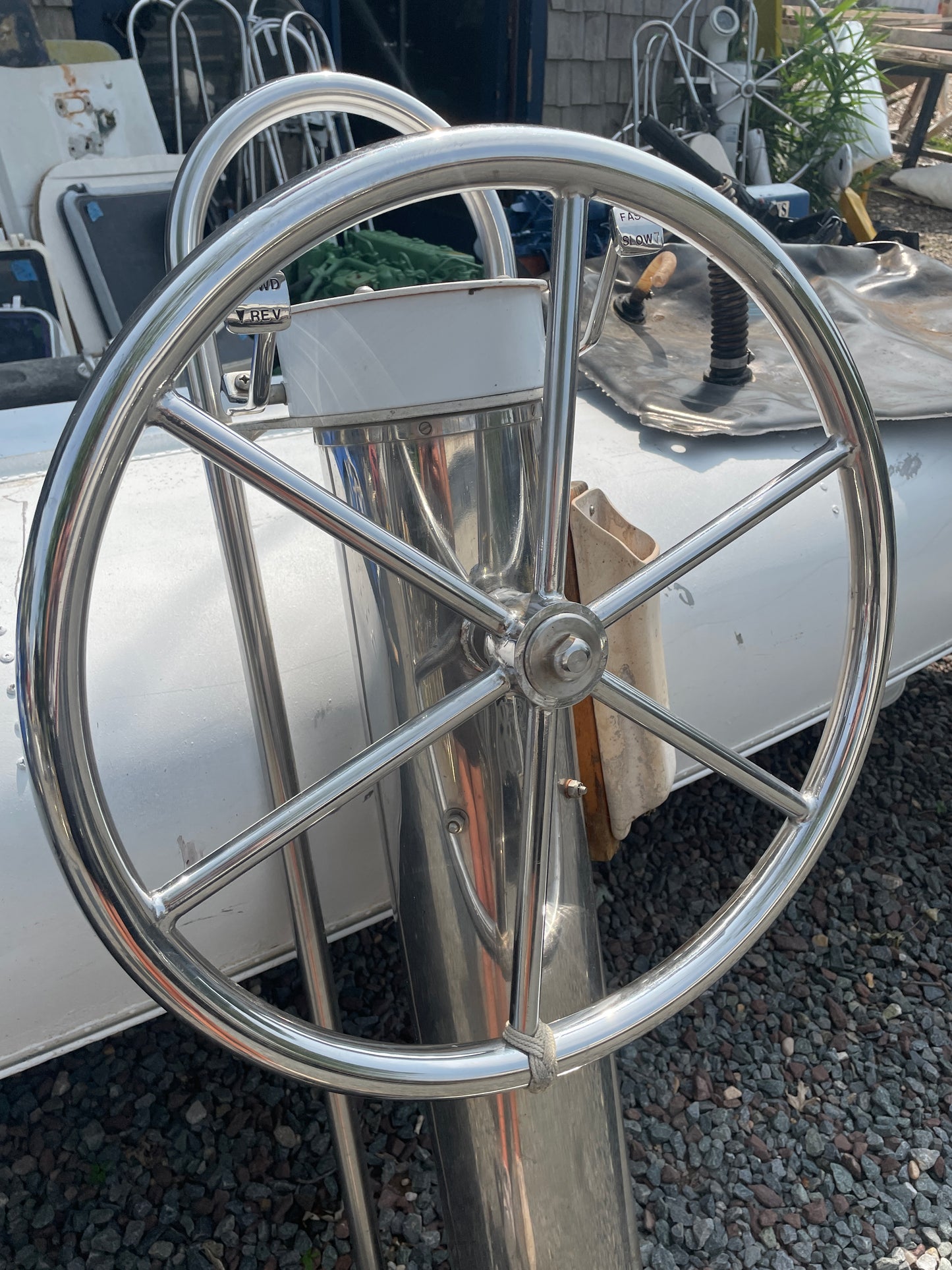 Stainless Steel Pedestal With 22” Wheel, Pedestal Guard & Shift Handles