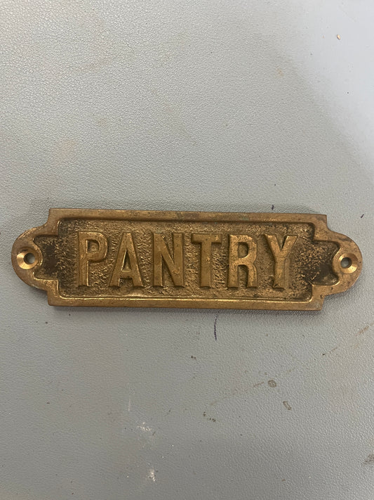Pantry Brass Plaque