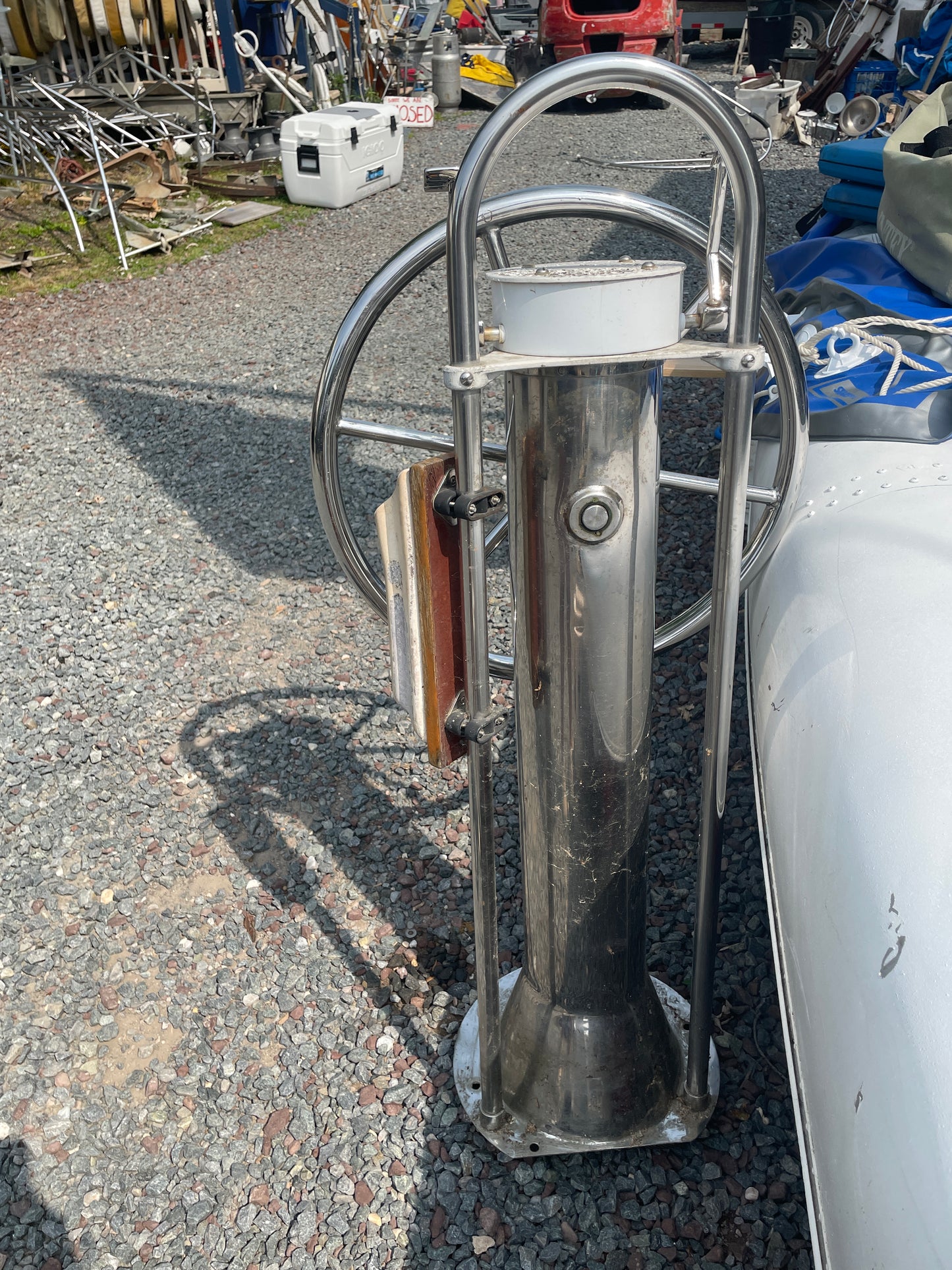 Stainless Steel Pedestal With 22” Wheel, Pedestal Guard & Shift Handles