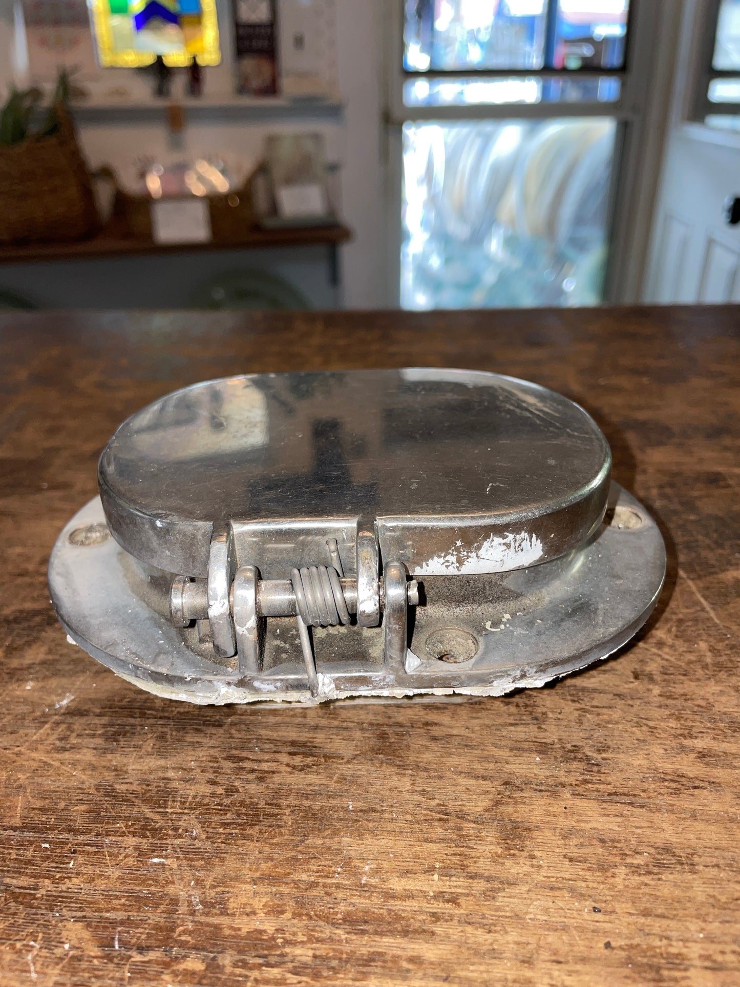 Stainless Spring Close Oval Deck Pipe ID 4 1/8” x 2 3/4”