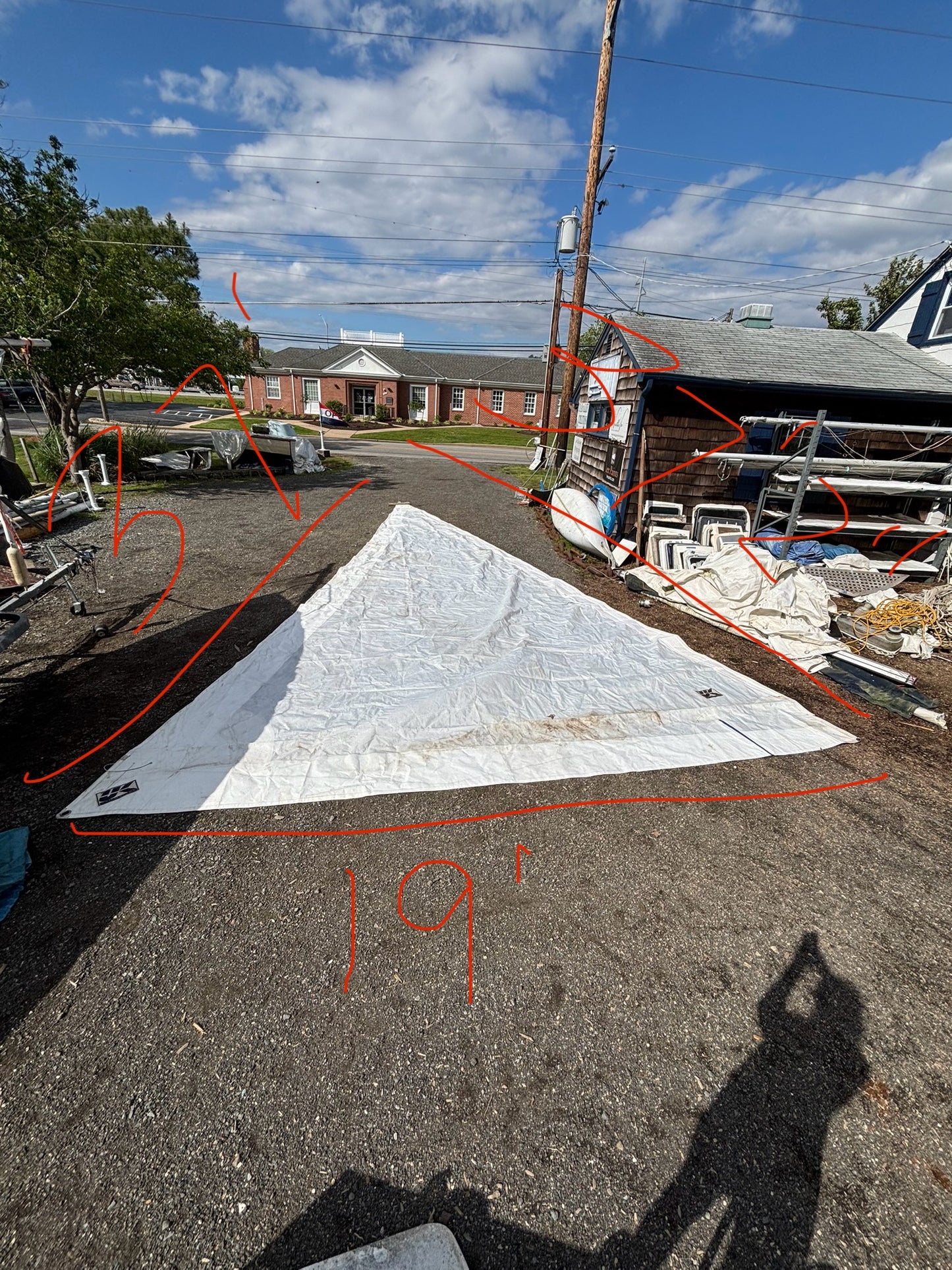 UK Jib Sail - 37’2” Leech x 37” Luff x 19’ Foot WITH 1/4” Slide