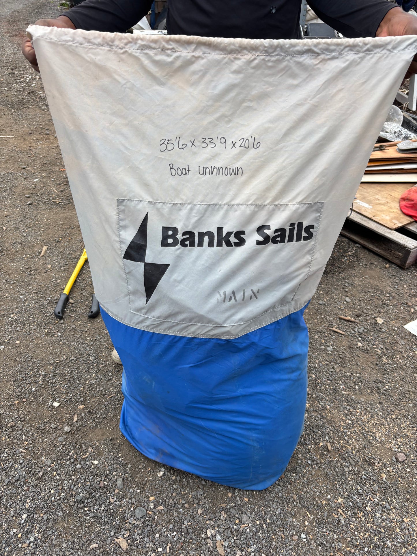bag of yellow red spinnaker