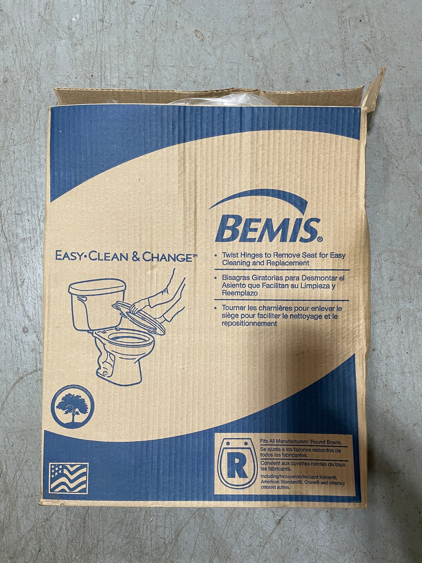 Bemis packaging on a gray surface