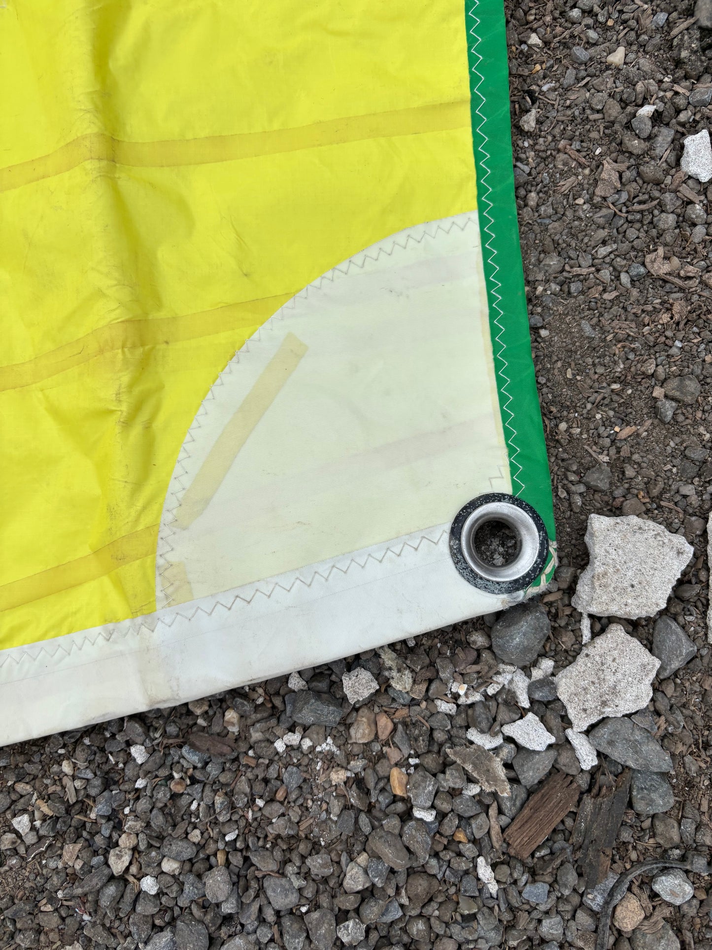 corner of yellow red spinnaker