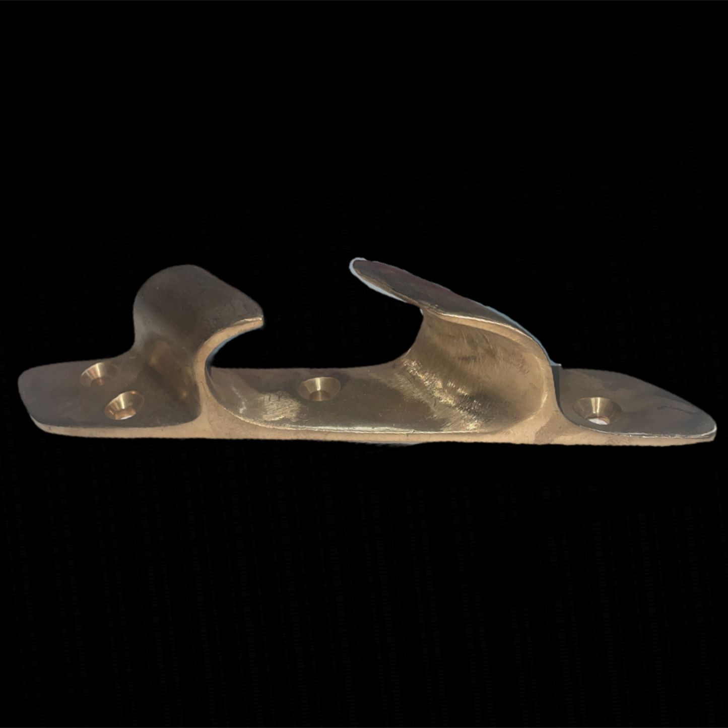 Metallic bracket on a black background