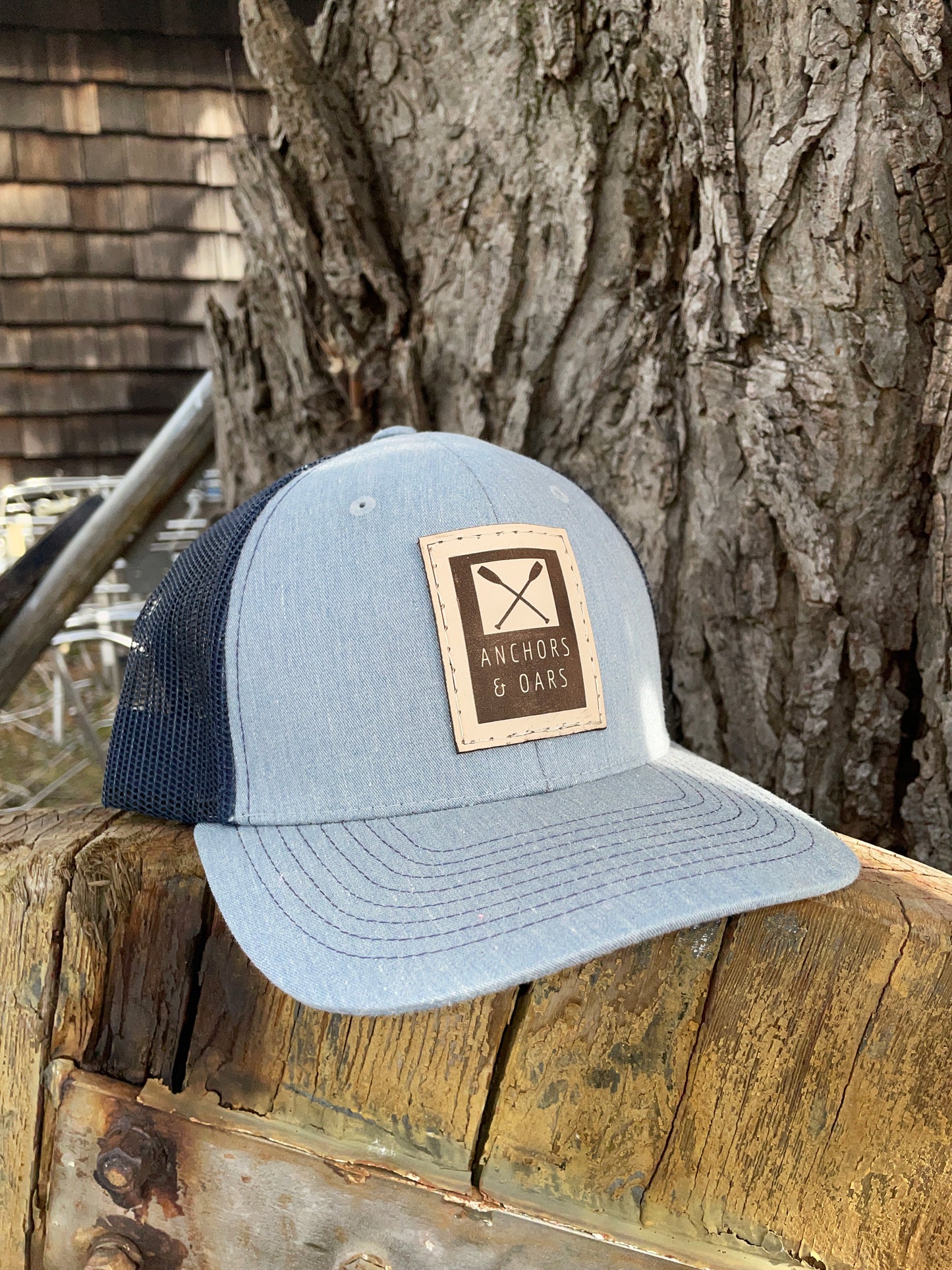 Anchors & Oars Leather Patch Hat Richardson Brand One Size Fits All