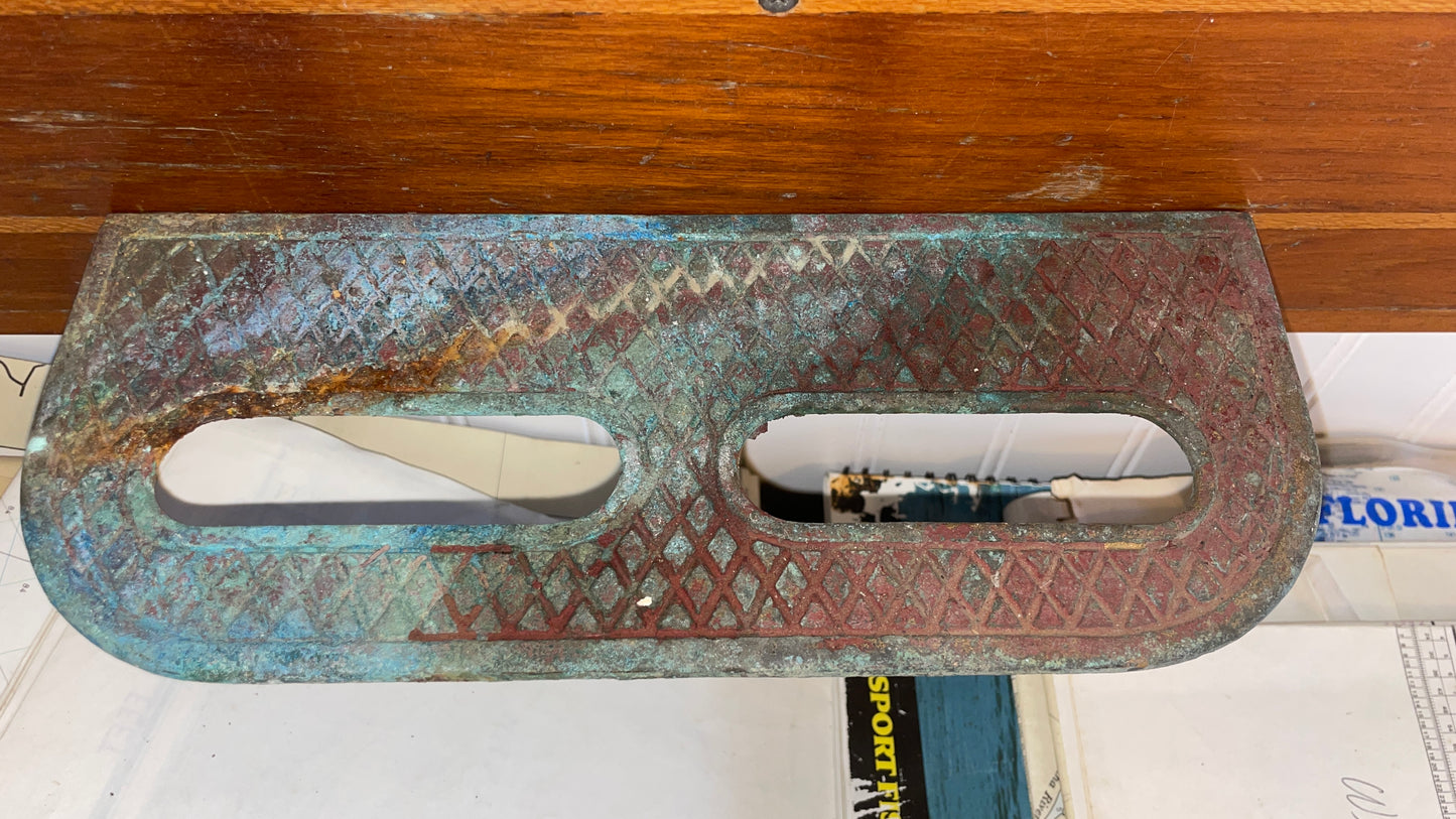 Large Shelf Made w Chris Craft Flooring & Bronze Steps