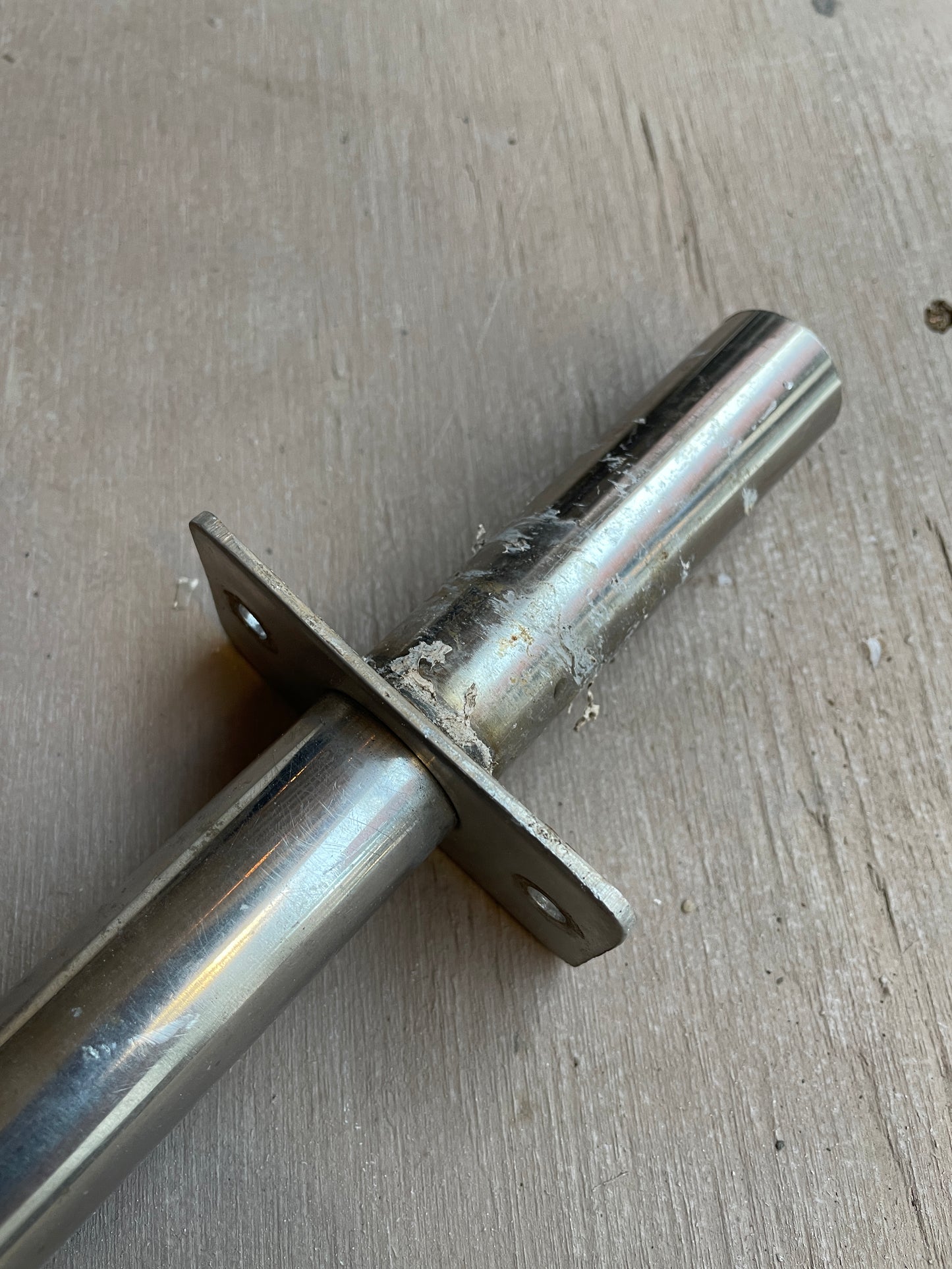 Stainless 25 1/4” Long Stanchion Off A Irwin 37 (Recess Mounting)