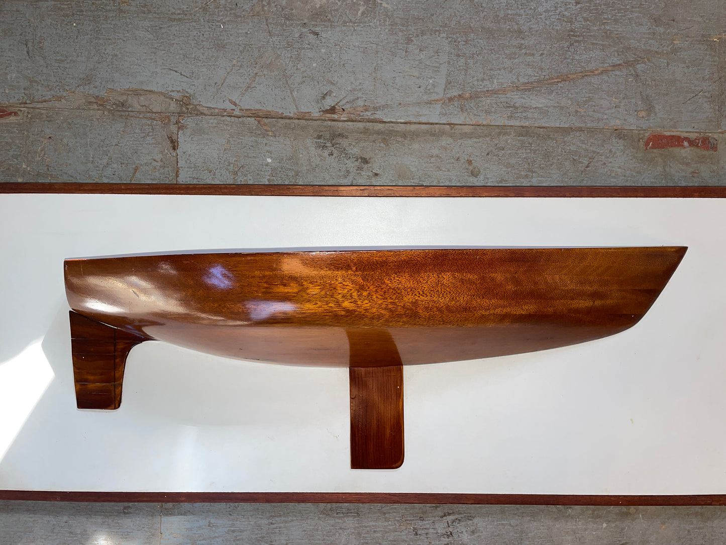 Handmade Wood Half Hull Boat Model
