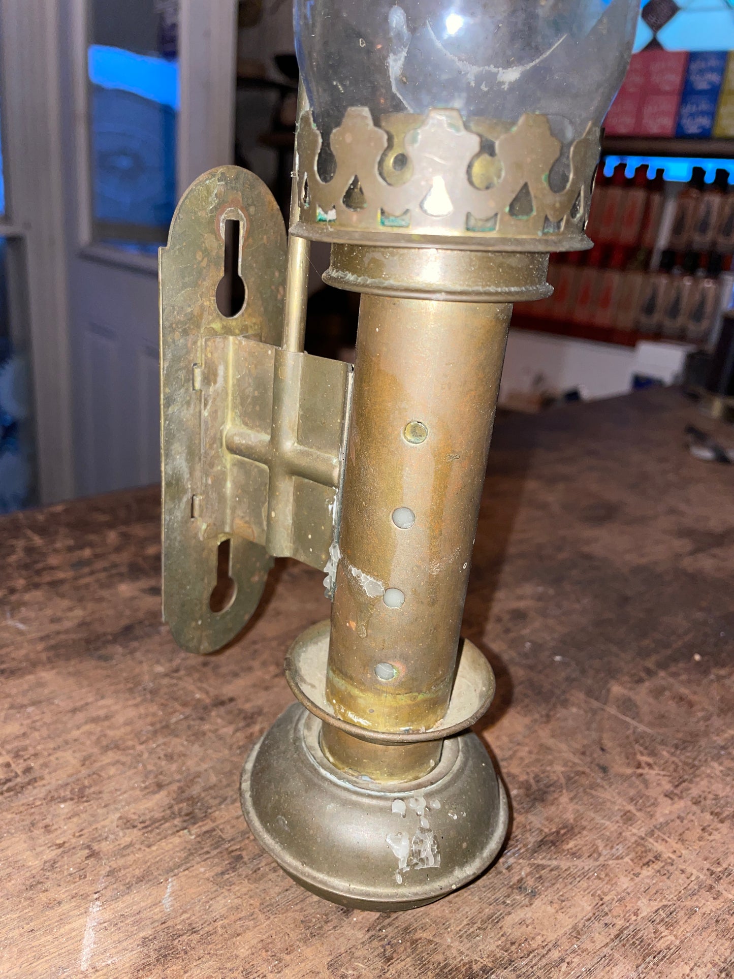 Vintage Brass Oil Lamp Wall Mount Handheld Light