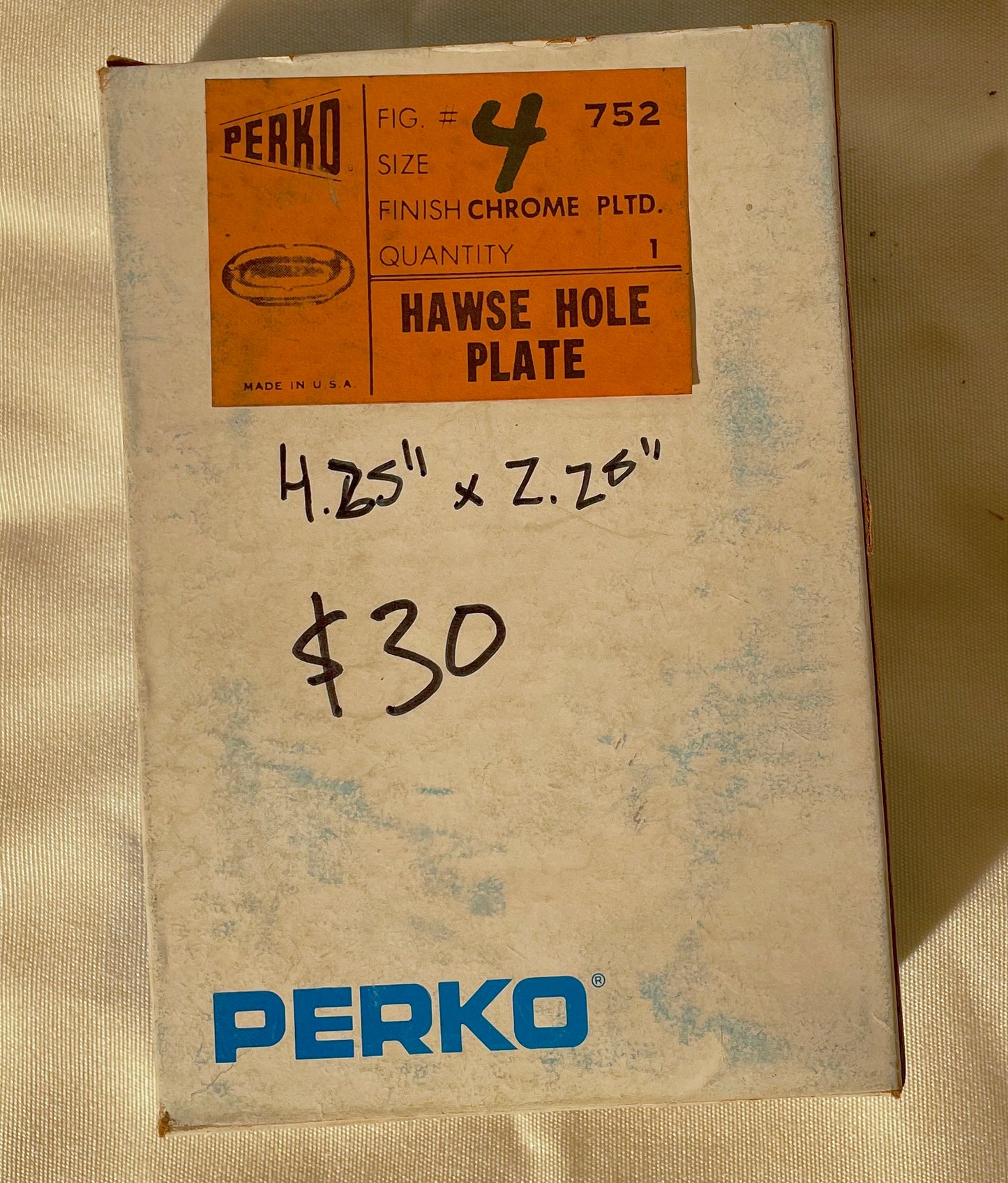 Perko Chrome Plated Hawse Hole Plate - NEW 4.25" x 2.25"