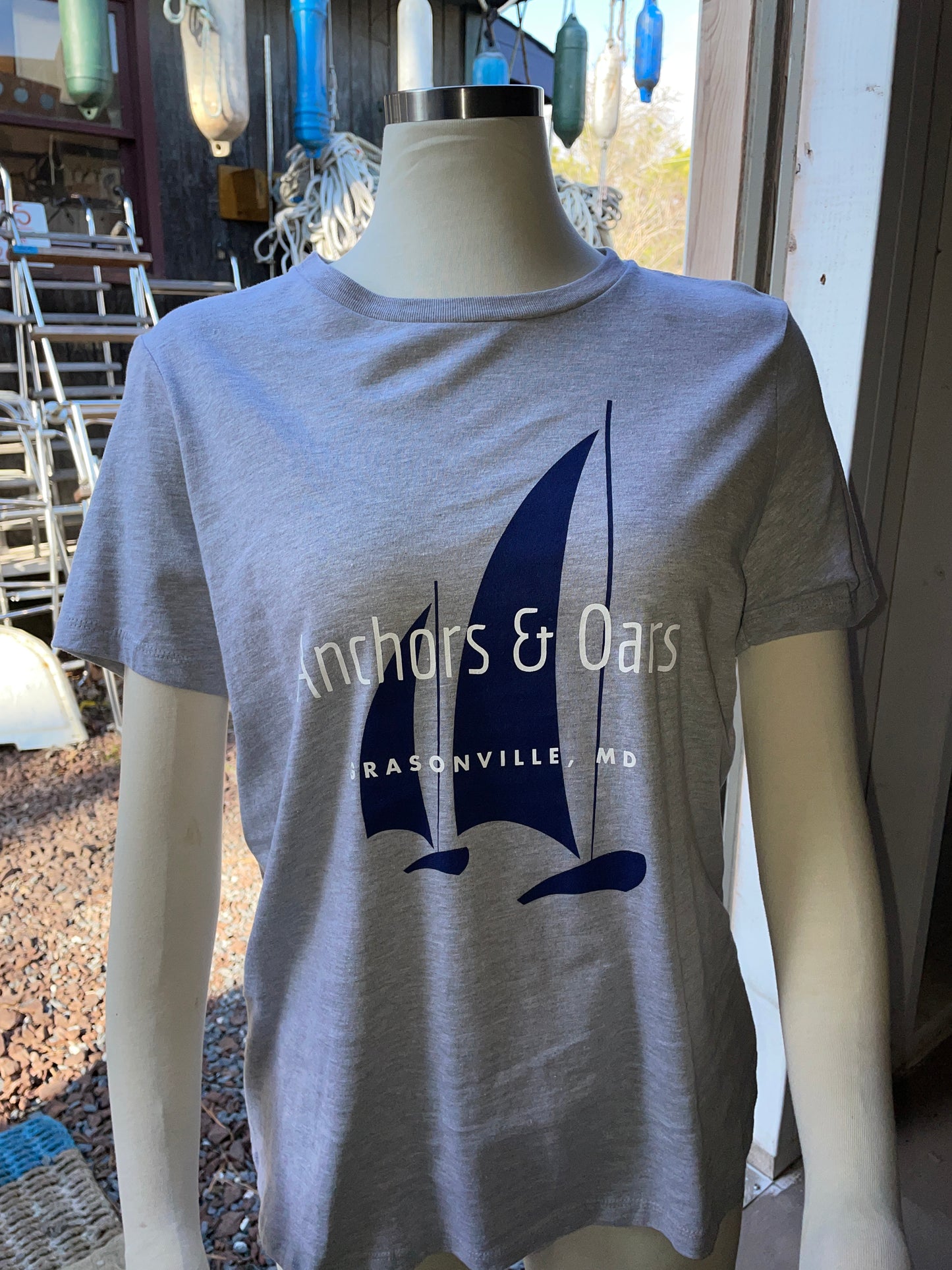 Anchors & Oars Navy Sailboat T Shirt tshirt