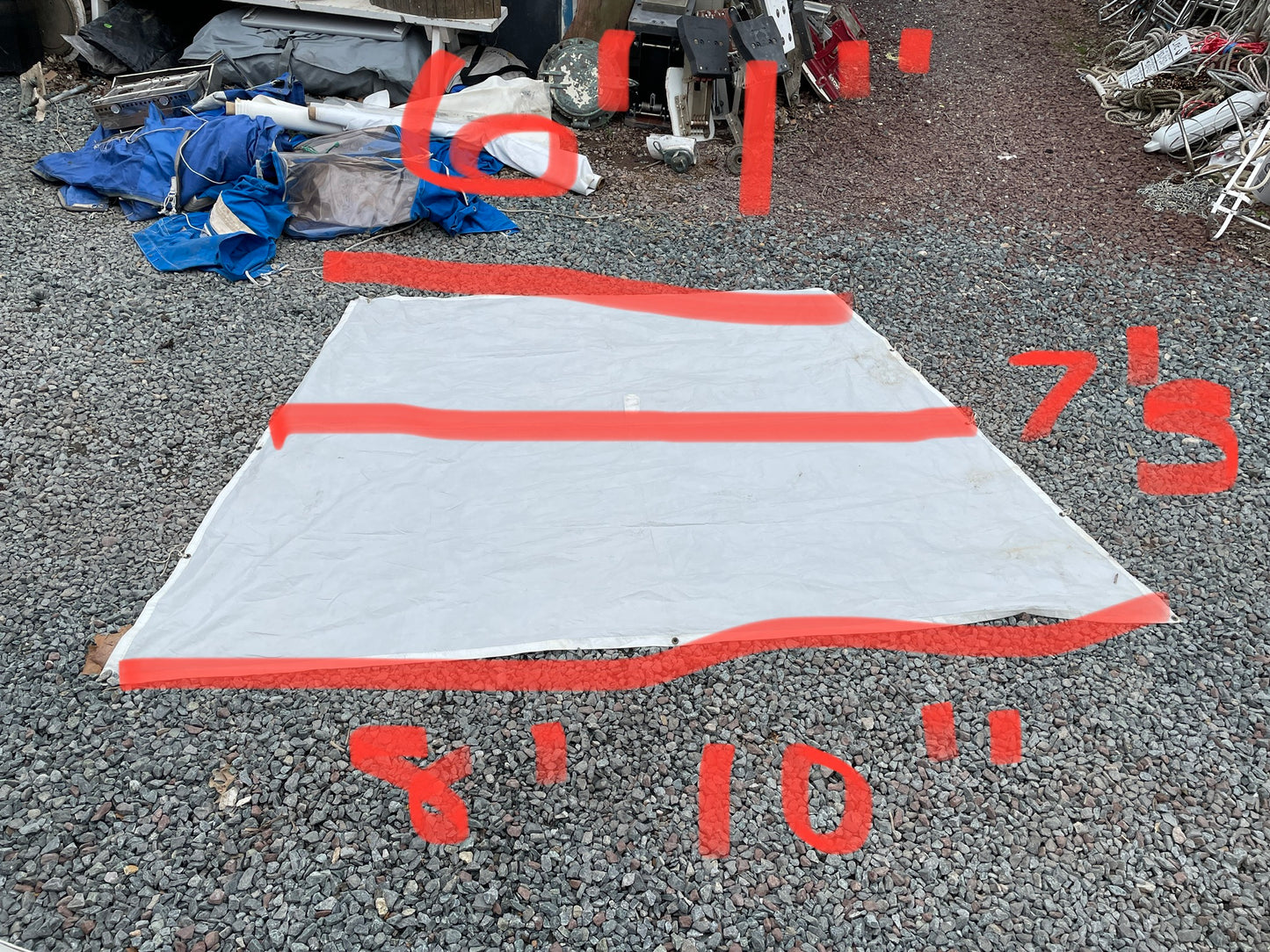 White Nylon Boom Tent- 6’1”-8’10”