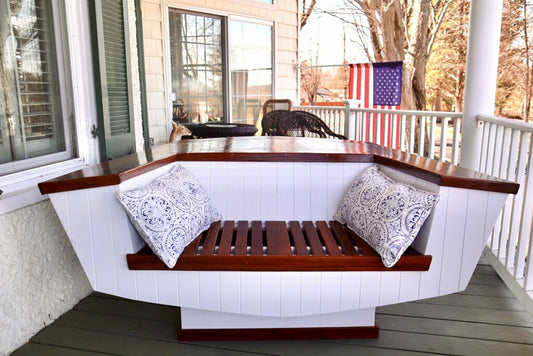 Handmade Bench Made From Transom Of Lighting Sailboat