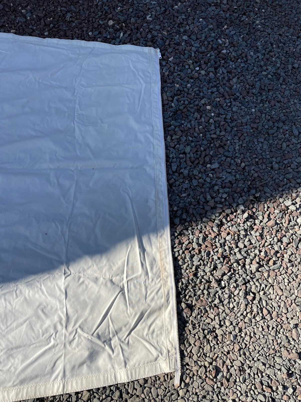 White Bimini extension with zippered cutout for backstay